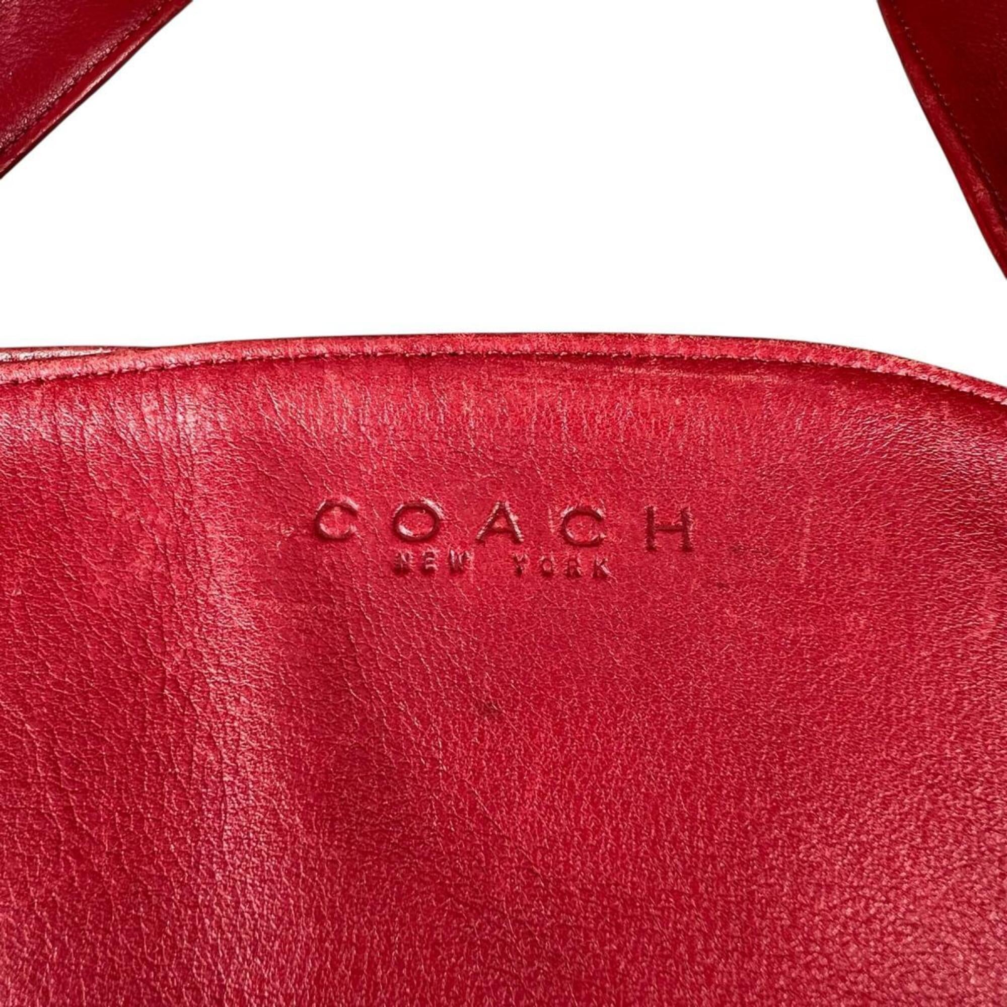 Coach Red Color Leather Handbag Tote Bag (Pre-Owned)