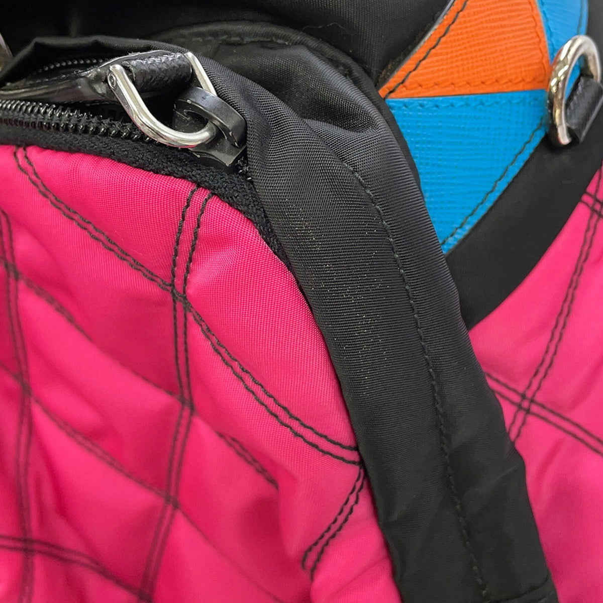 Prada Black Multi-Color Nylon Leather Backpack (Pre-Owned)