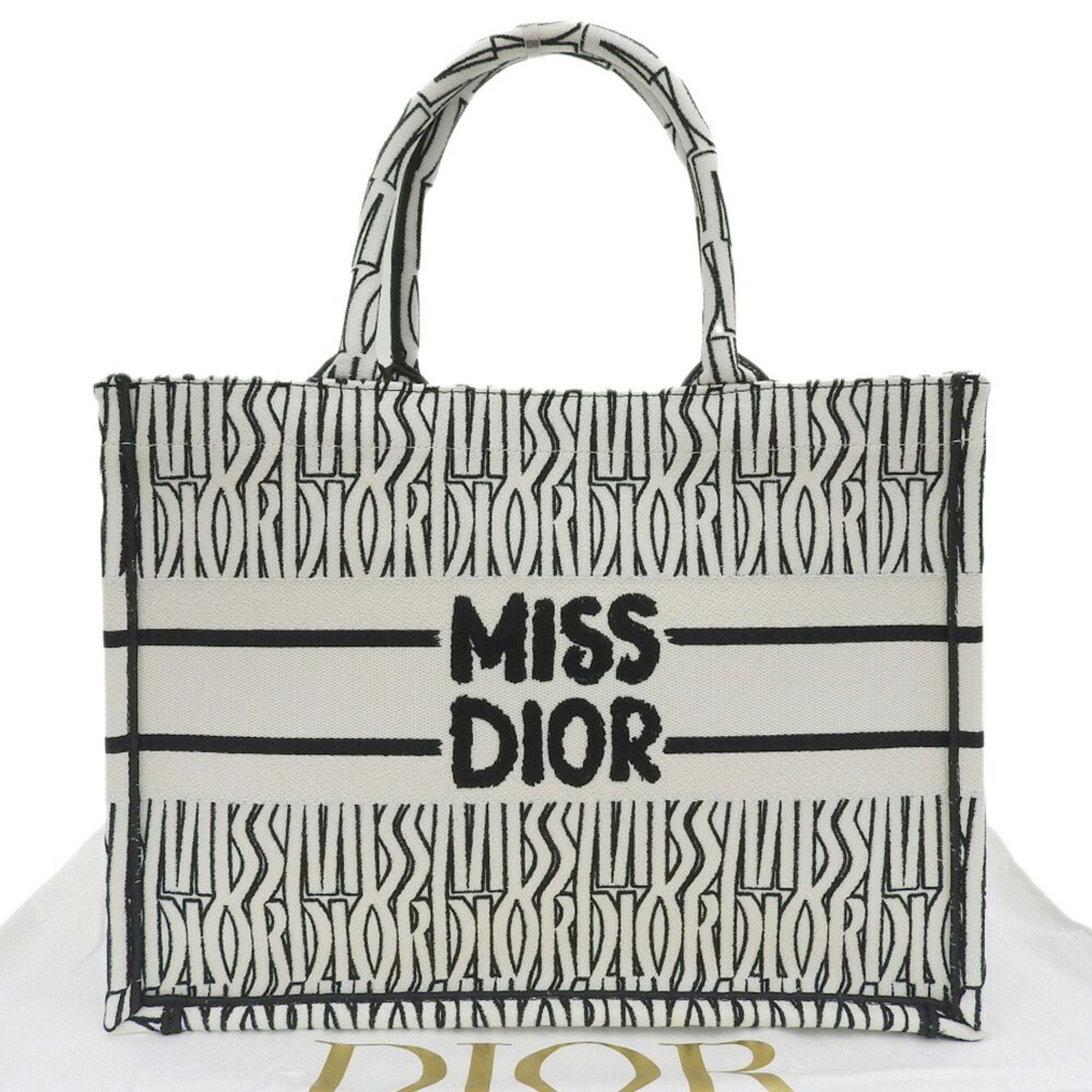 Christian Dior Black White Jacquard Tote Bag (Pre-Owned)