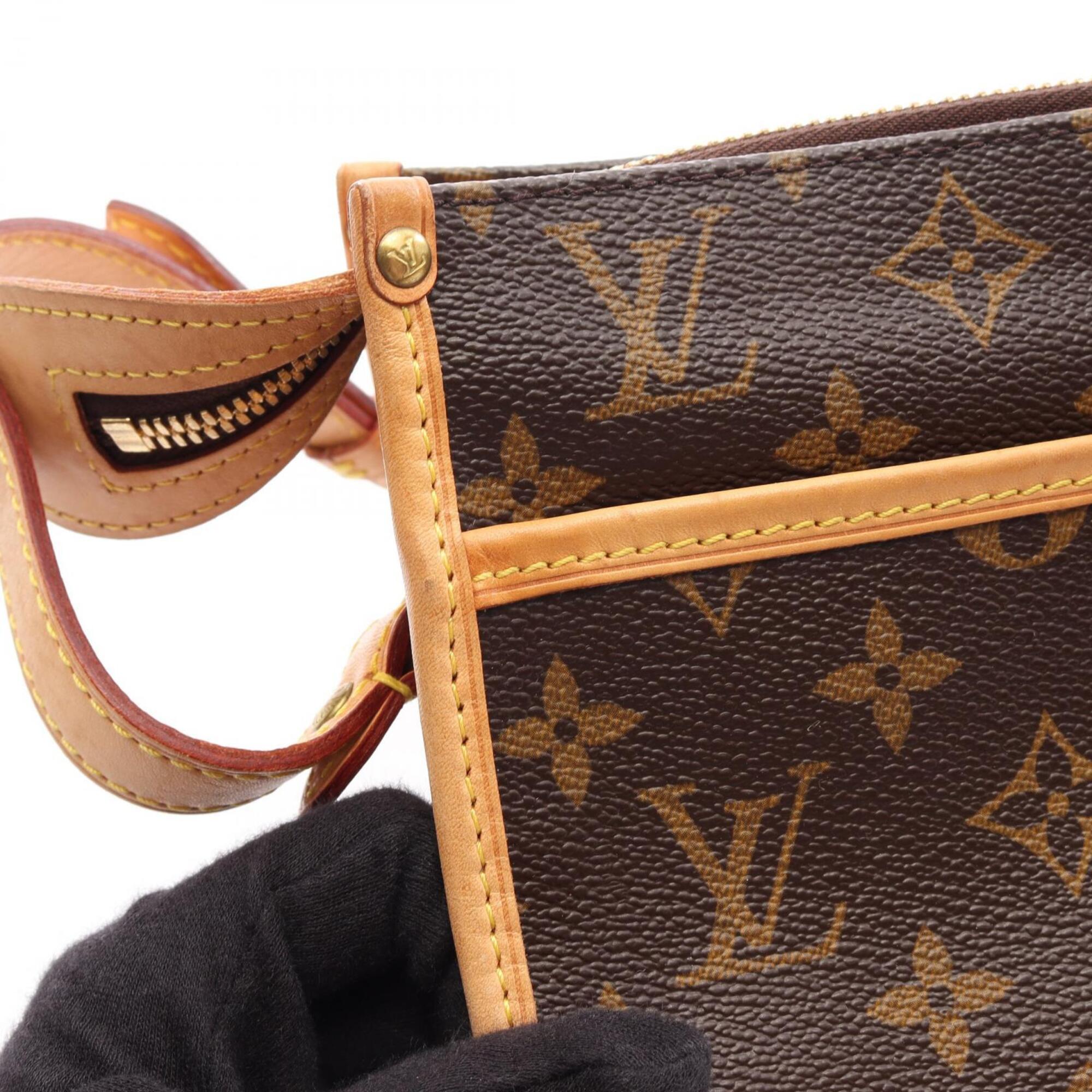 Louis Vuitton Brown Coated Canvas Leather Handbag Shoulder Bag (Pre-Owned)