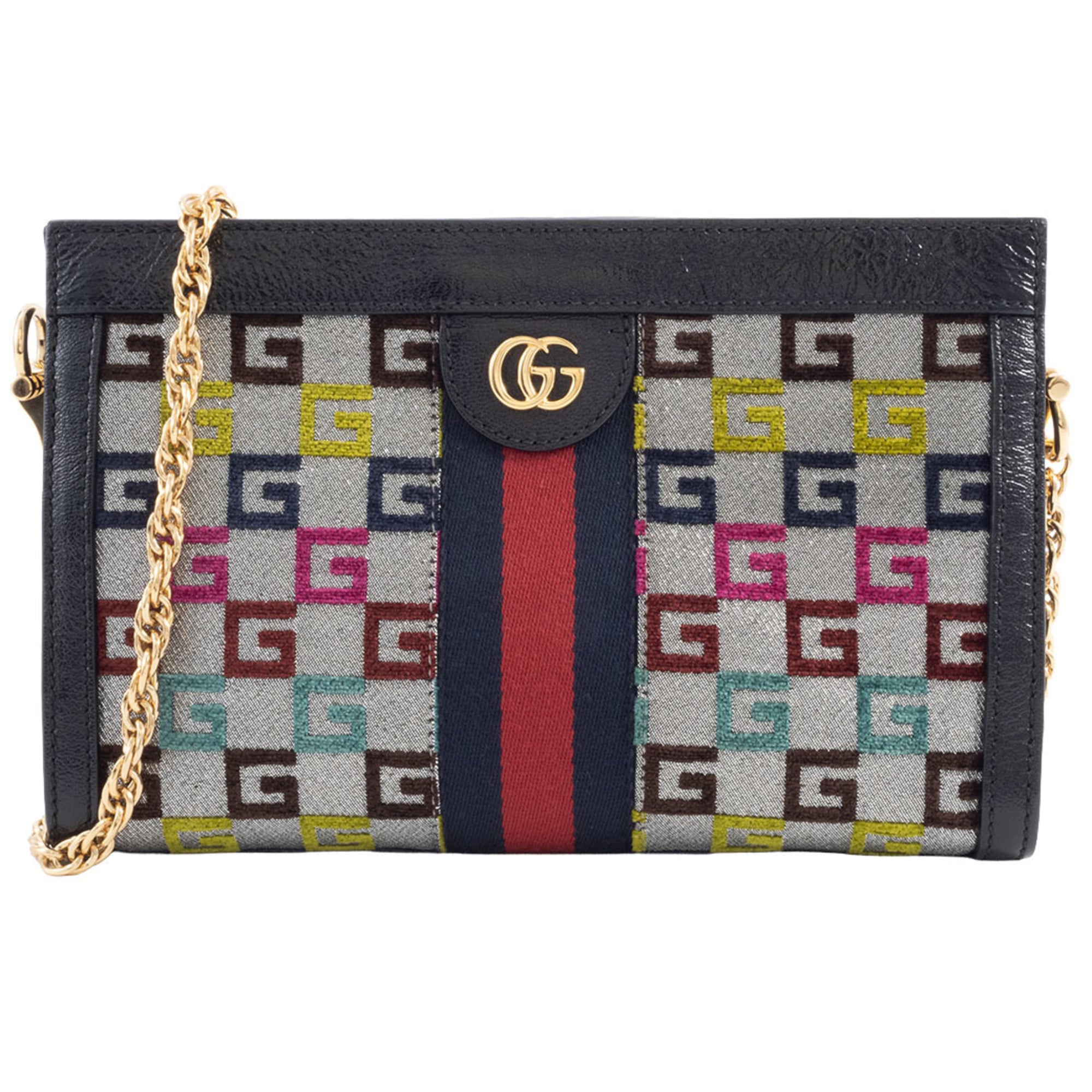 Gucci Multi-Color Canvas Leather Shoulder Bag (Pre-Owned)
