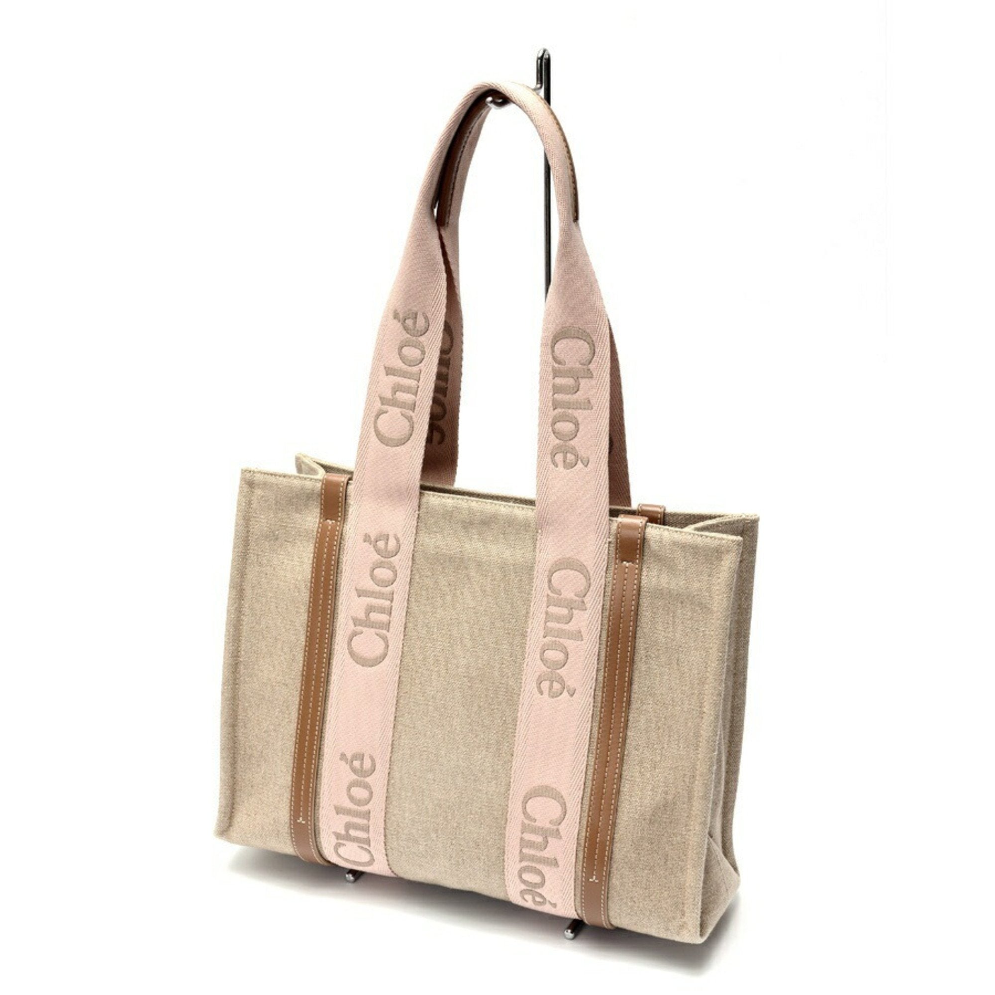 Chloé Beige Canvas Leather Tote Bag (Pre-Owned)