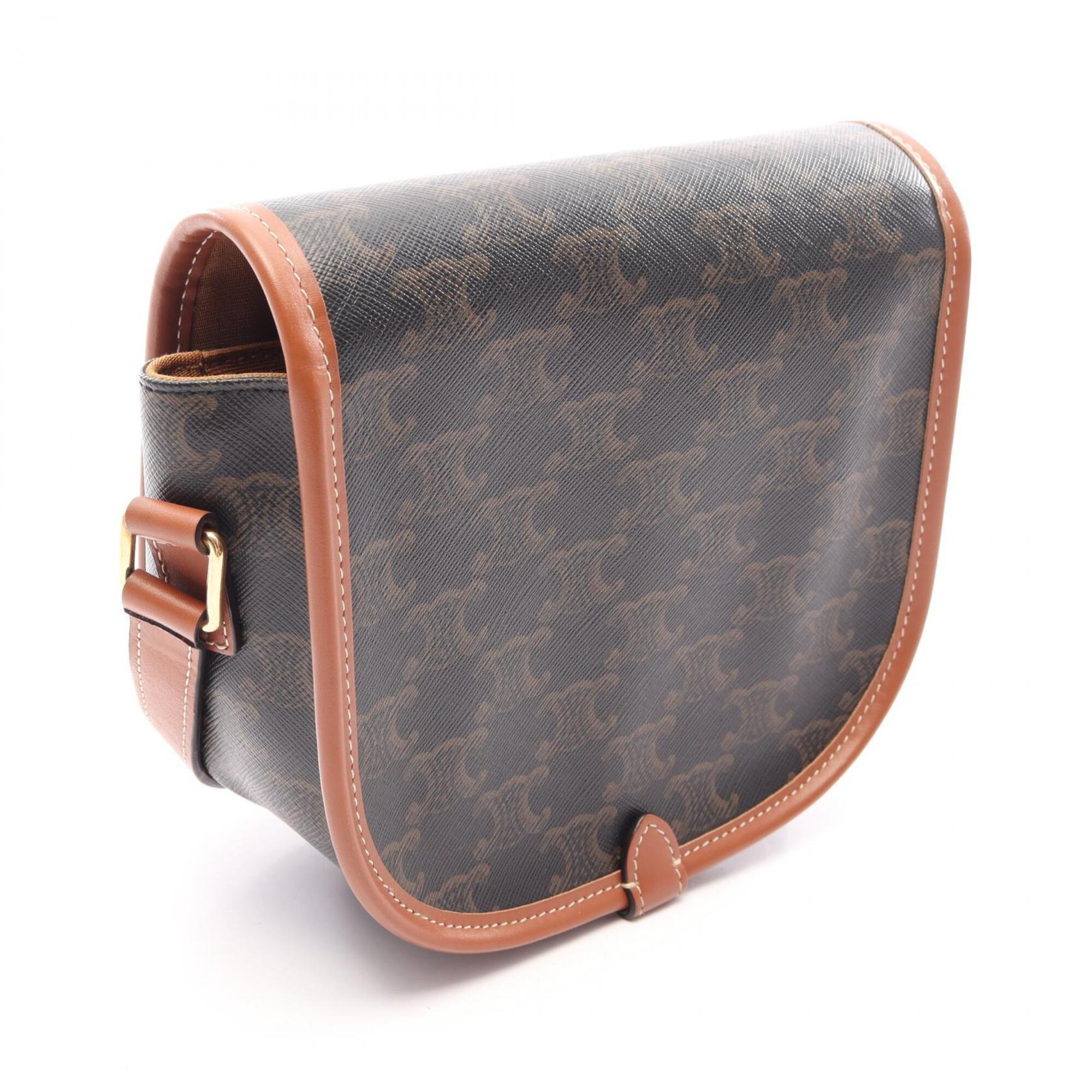Celine Black Brown Coated Canvas Leather Handbag Shoulder Bag (Pre-Owned)
