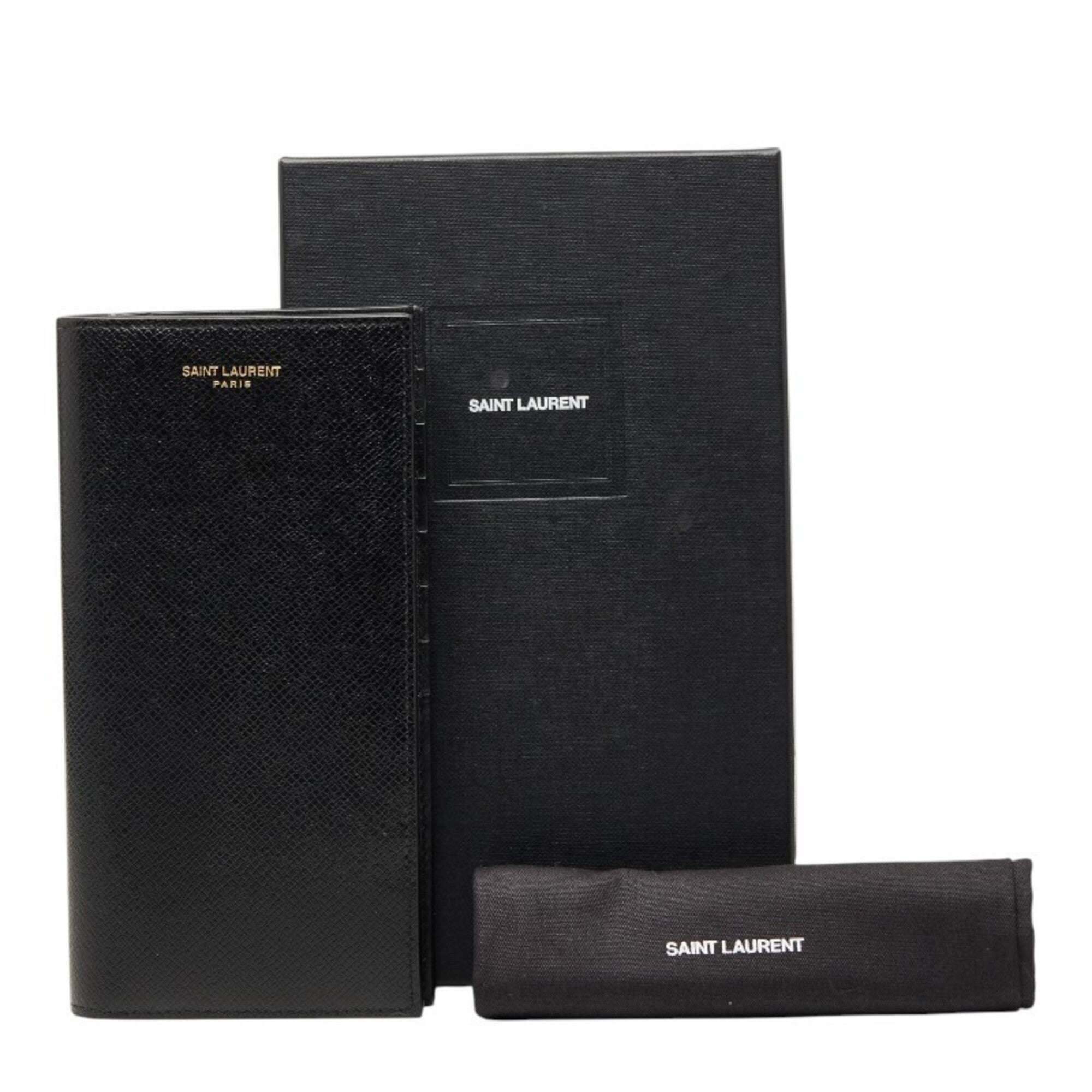 Saint Laurent Black Leather Long Wallet (Bi-Fold) (Pre-Owned)