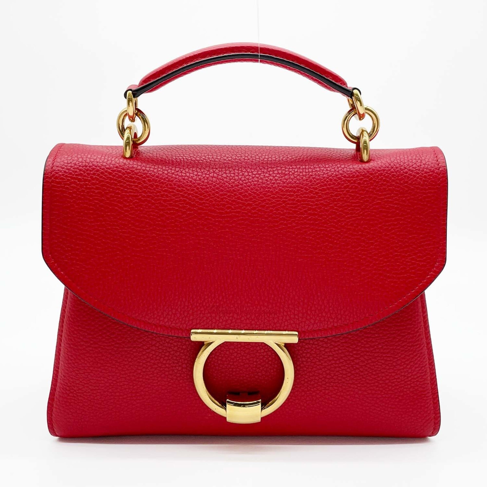 Salvatore Ferragamo Red Color Leather Shoulder Bag (Pre-Owned)