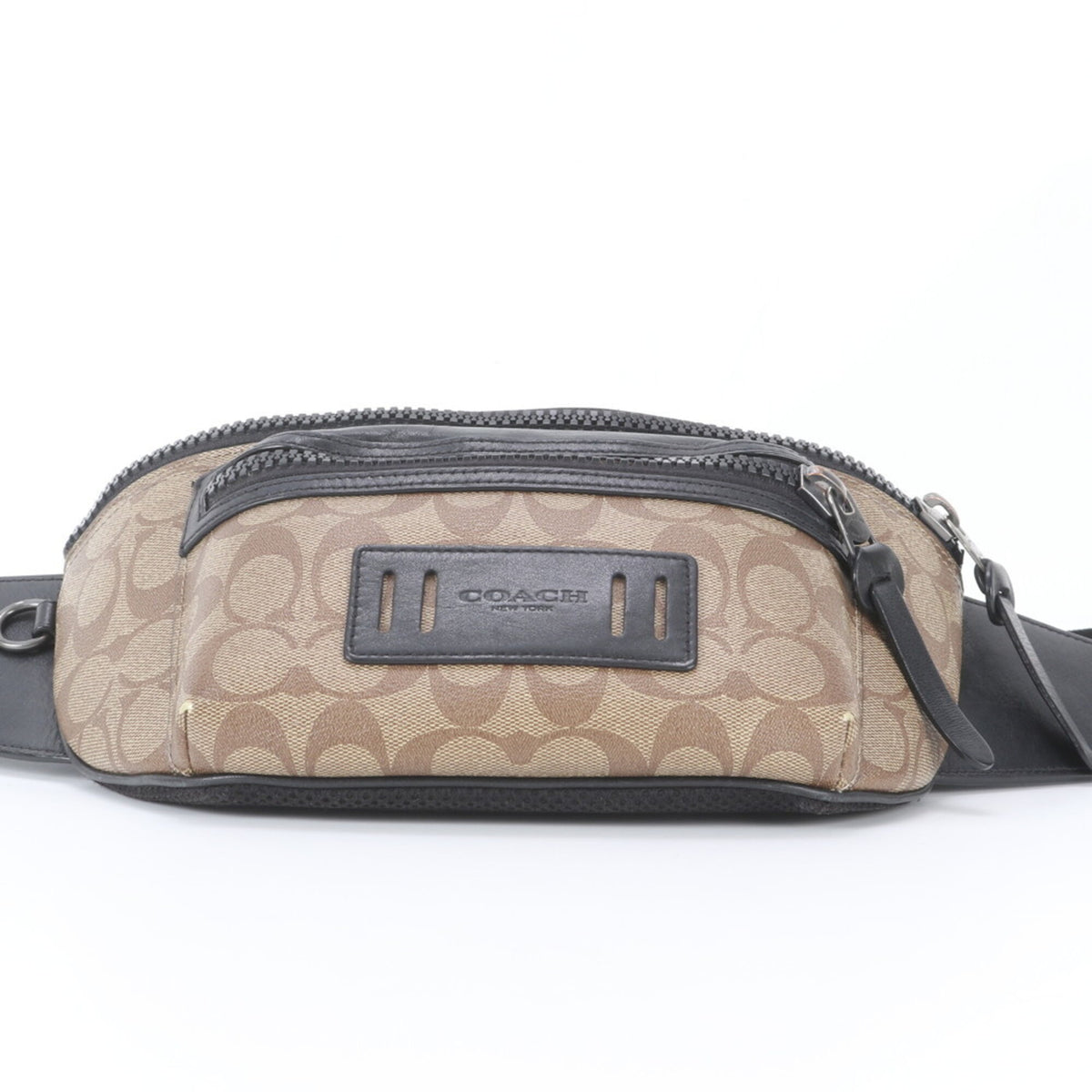 Coach Brown Leather Coated Canvas Pouch Shoulder Bag Sling Bag (Pre-Owned)