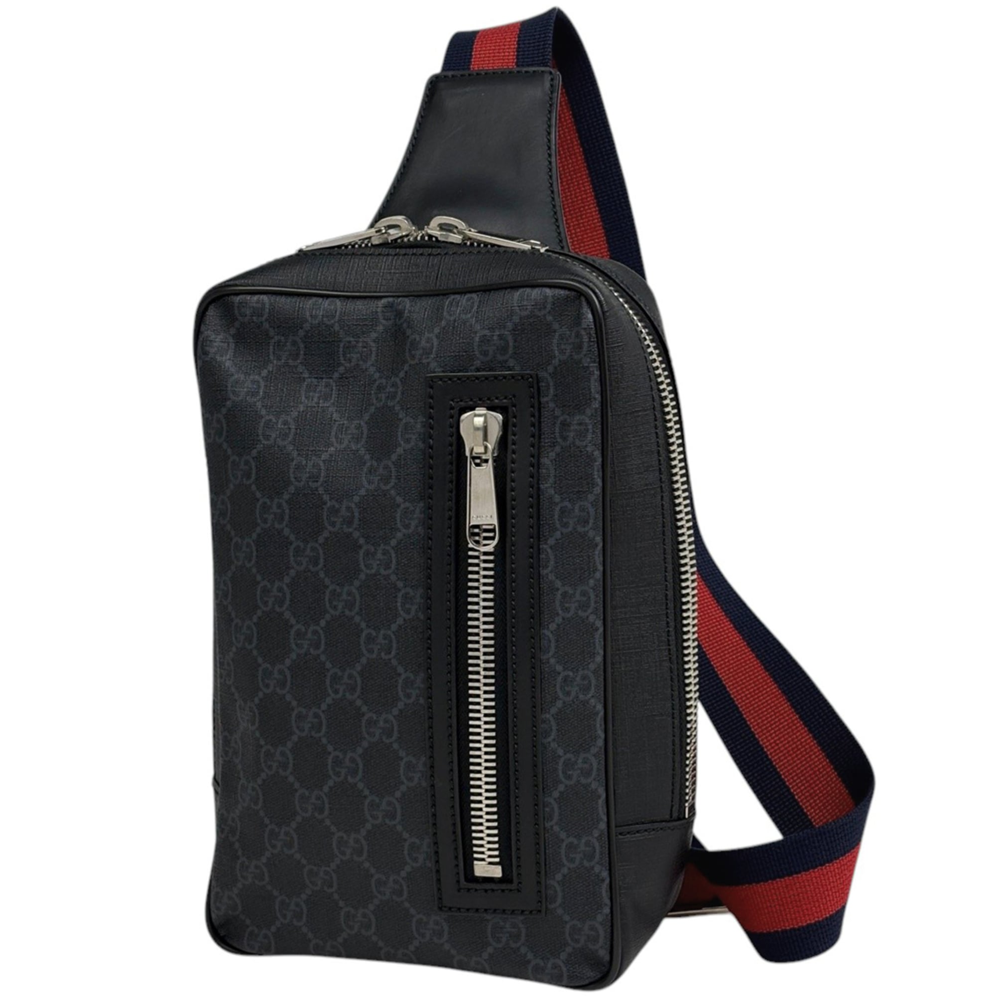 Gucci Black Coated Canvas Leather Sling Bag (Pre-Owned)