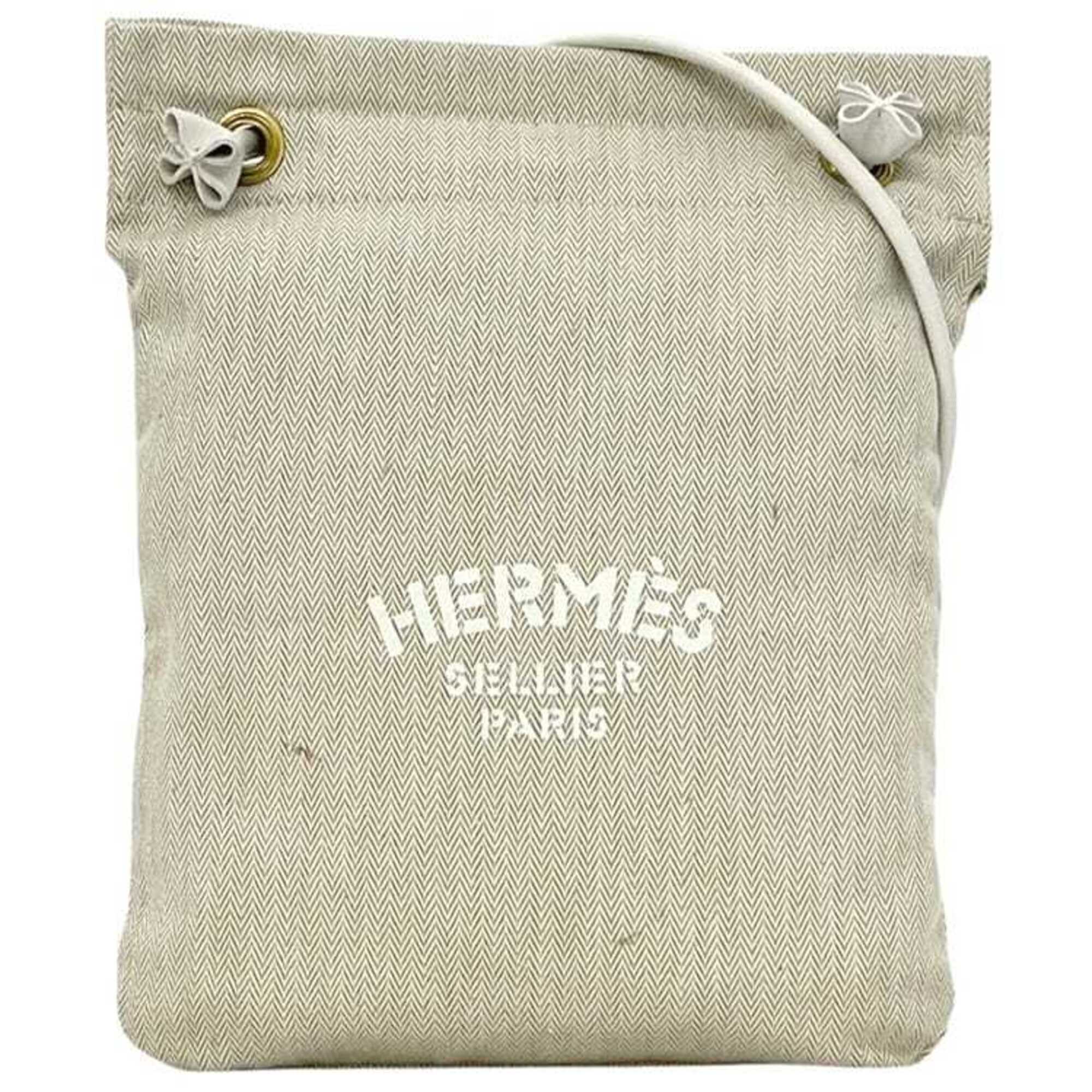 Hermes Beige Natural White Cotton 100% Shoulder Bag Tote Bag (Pre-Owned)