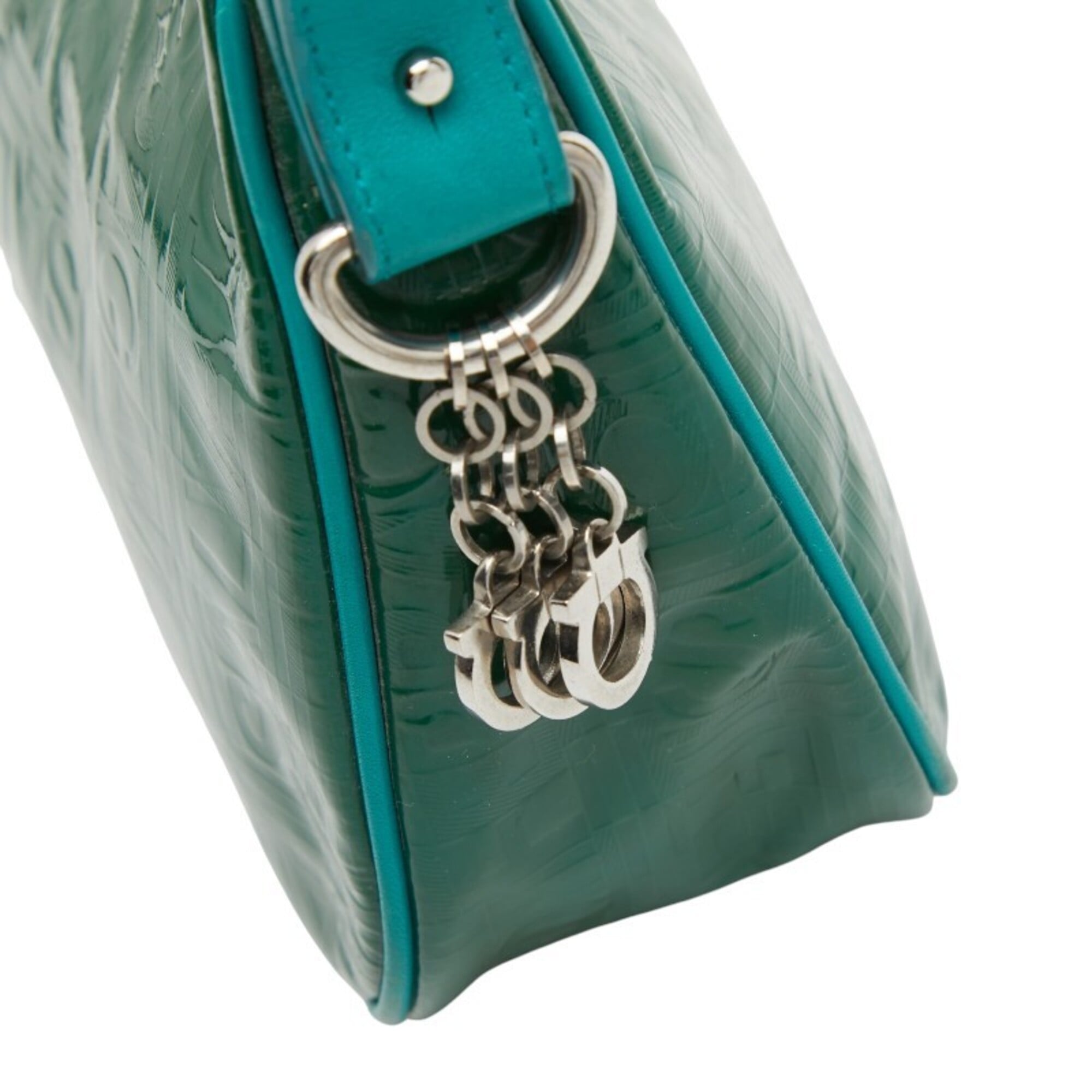 Salvatore Ferragamo Green Leather Handbag Shoulder Bag (Pre-Owned)