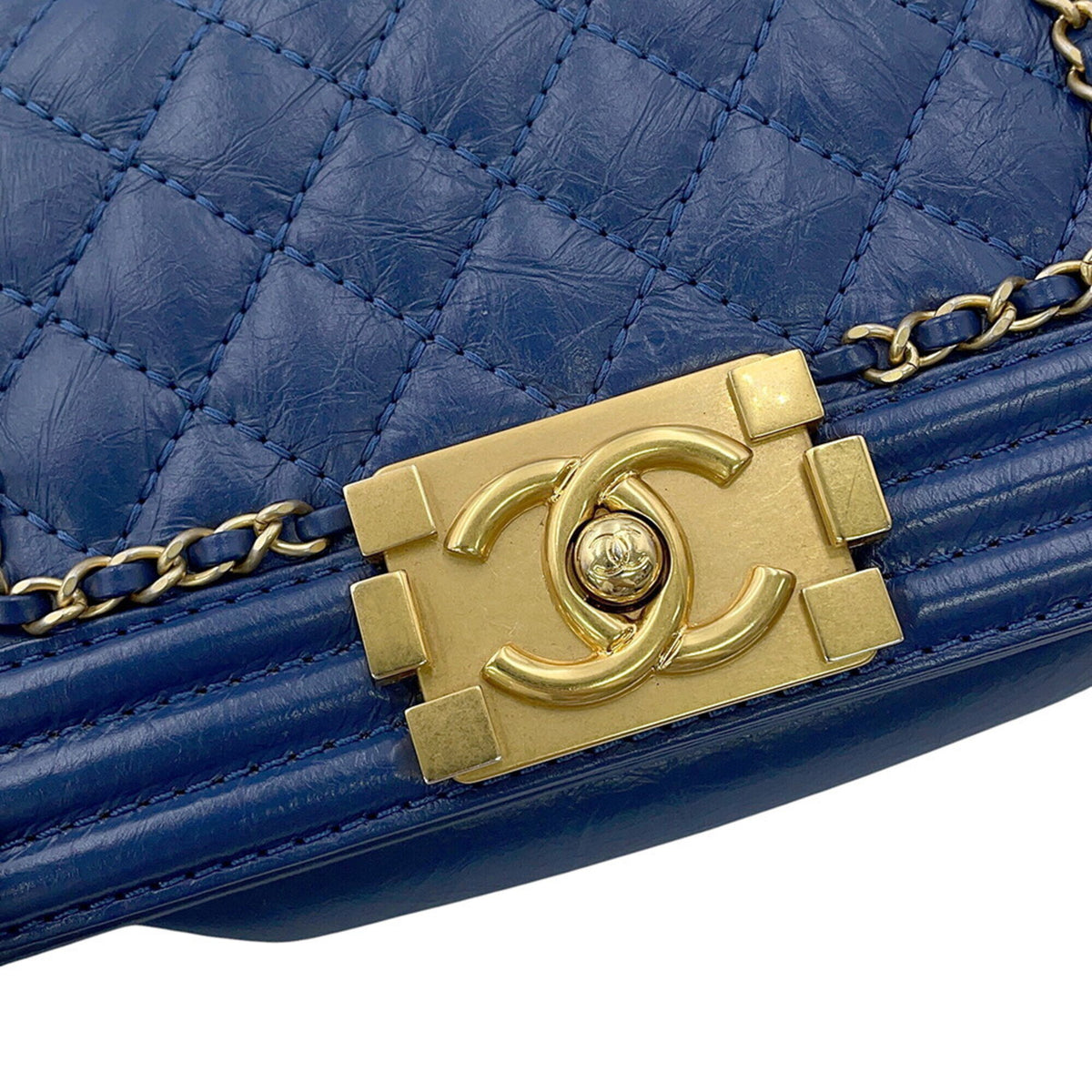 Chanel Blue Leather Handbag Shoulder Bag (Pre-Owned)
