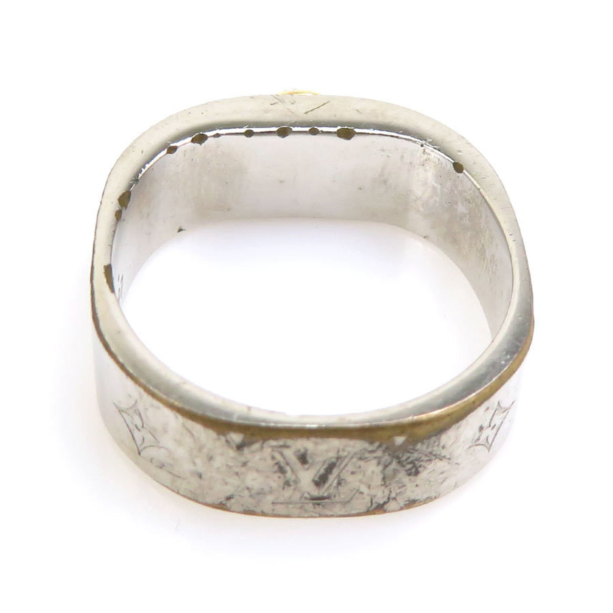 Louis Vuitton Gold Silver Metal Band Ring (Pre-Owned)