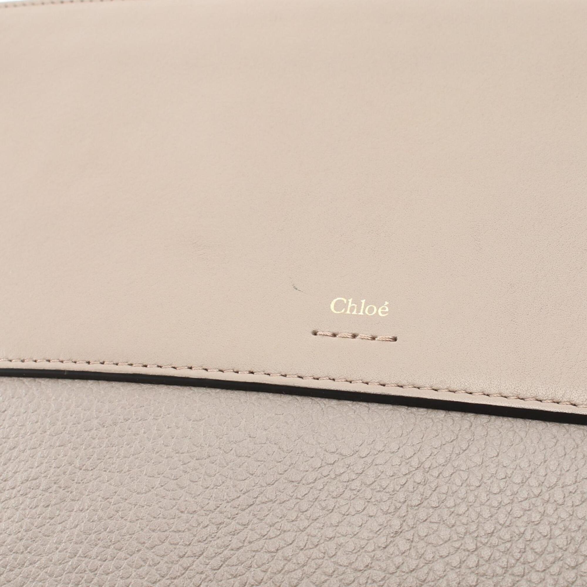 Chloé Beige Leather Clutch Bag Handbag (Pre-Owned)