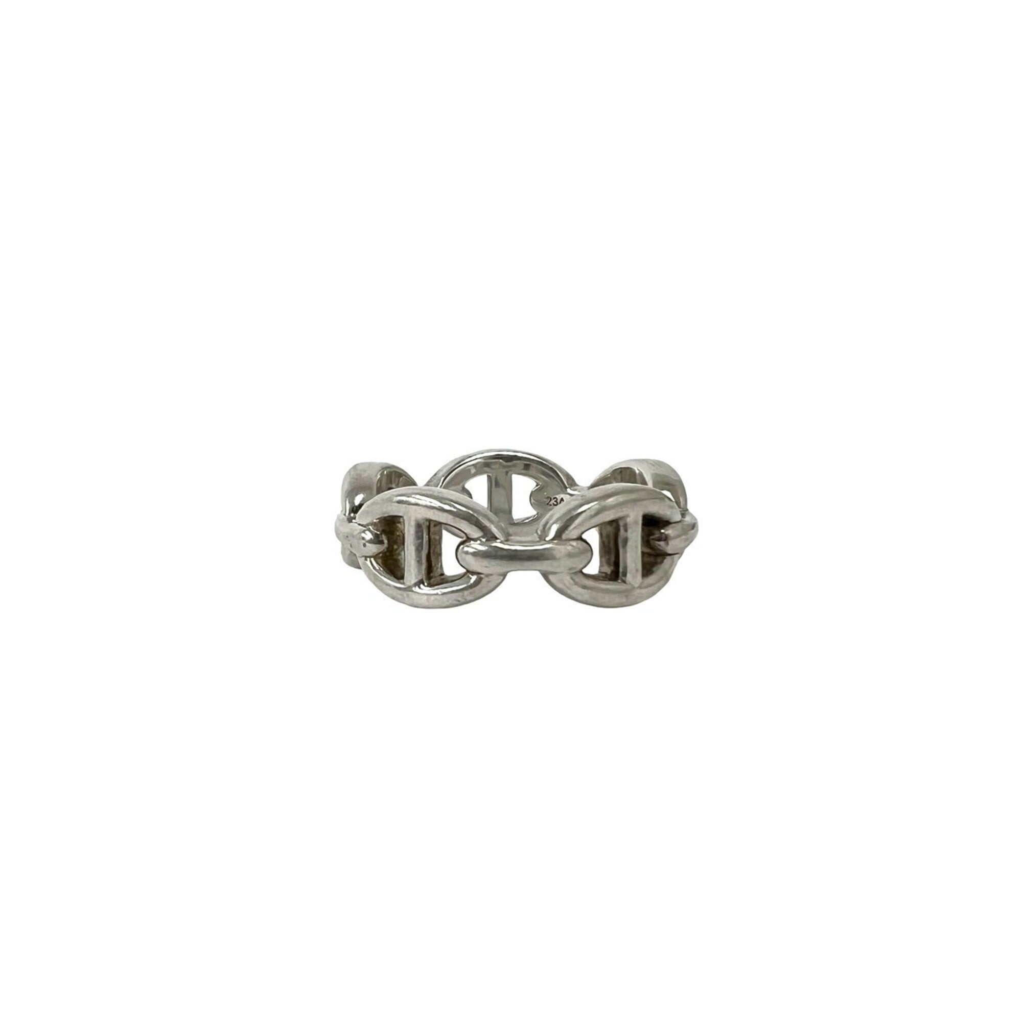 Hermes Silver Silver 925 Band Ring (Pre-Owned)