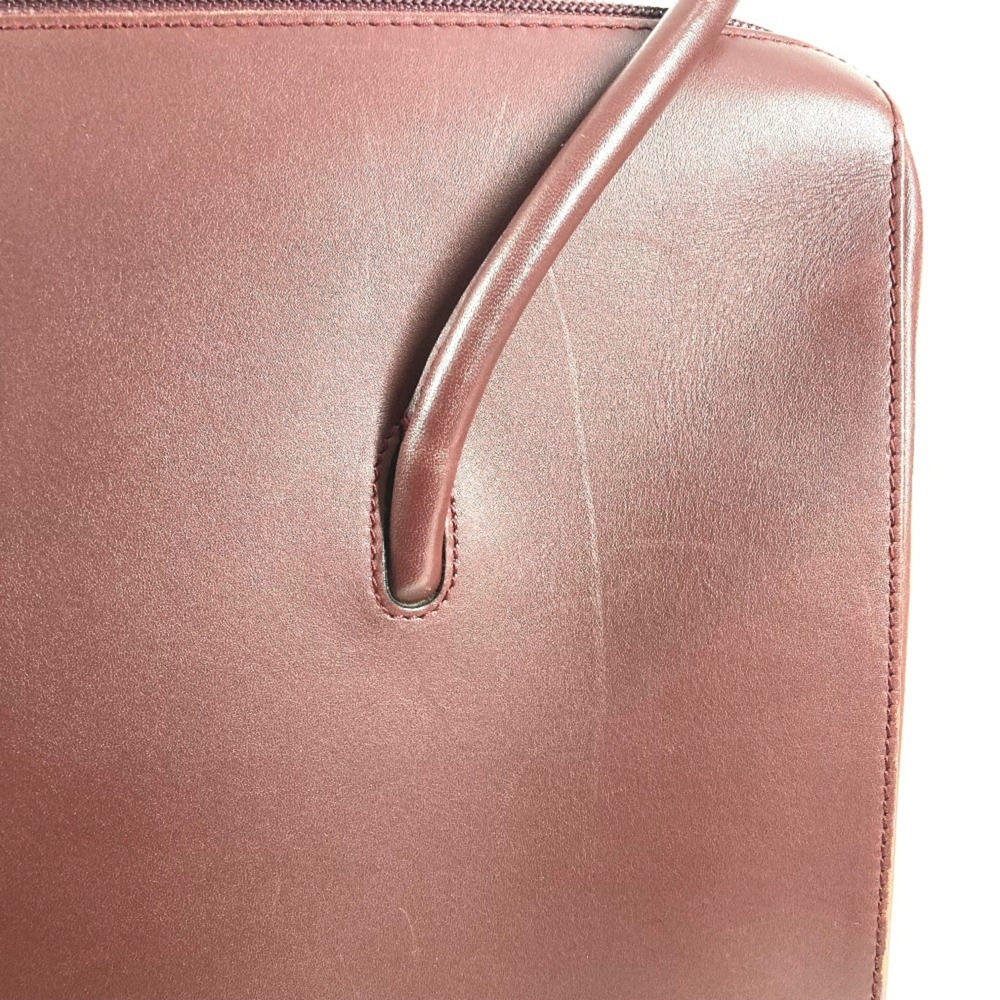 Cartier Must Wine Red Leather Shoulder Bag Tote Bag (Pre-Owned)