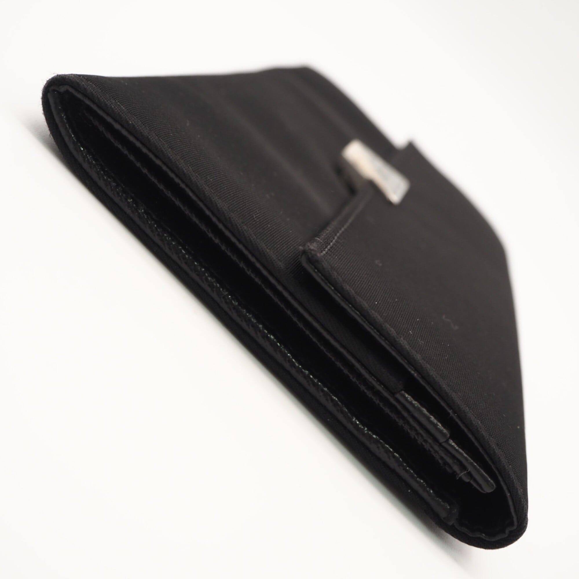 Prada Saffiano Black Nylon Saffiano Long Wallet (Bi-Fold) (Pre-Owned)