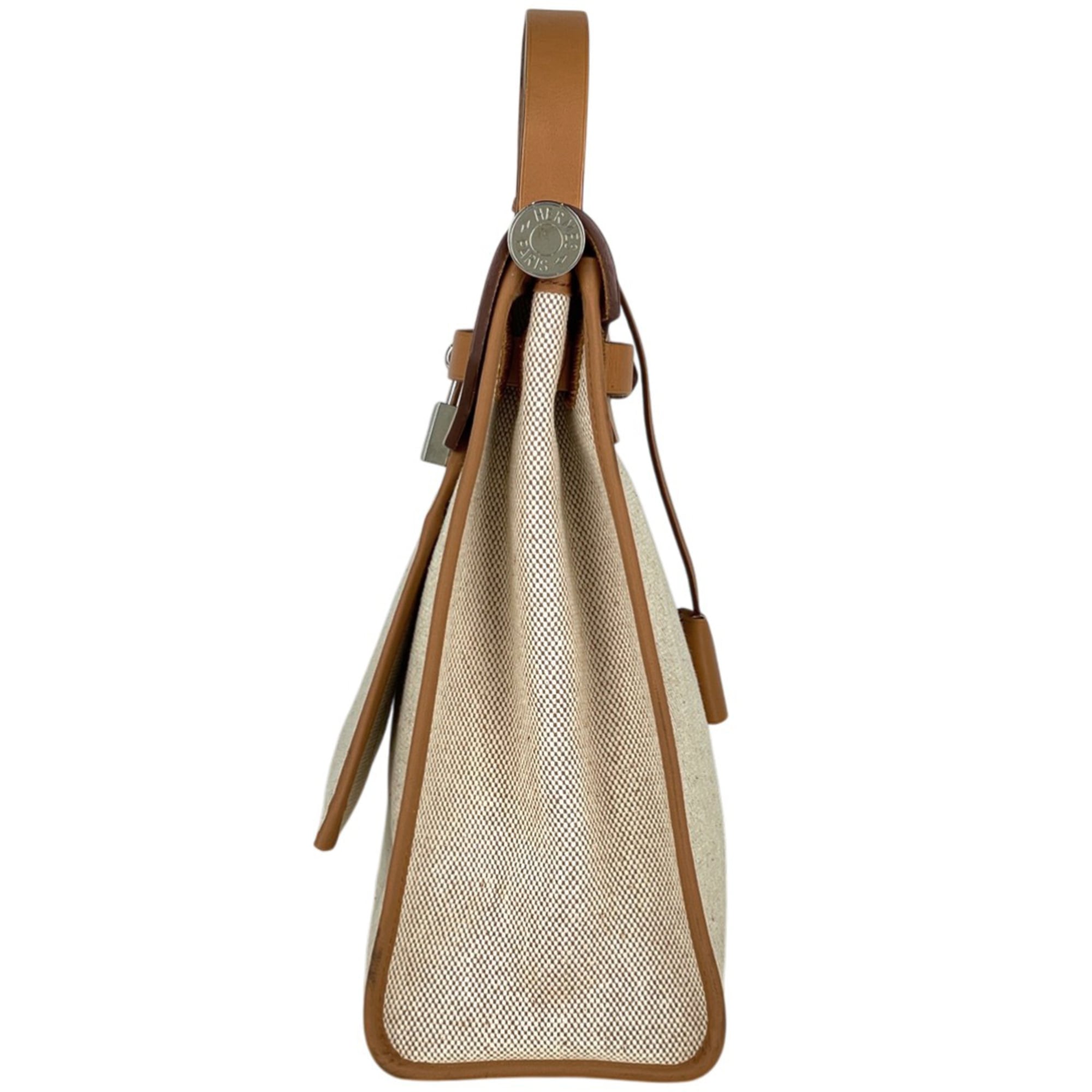 Hermes Brown Natural Toile H Leather Handbag Pouch Shoulder Bag (Pre-Owned)
