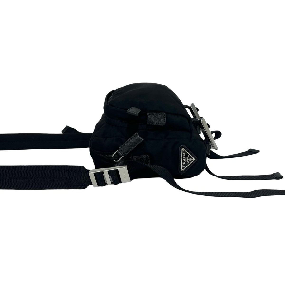 Prada Black Nylon Leather Pochette Shoulder Bag (Pre-Owned)