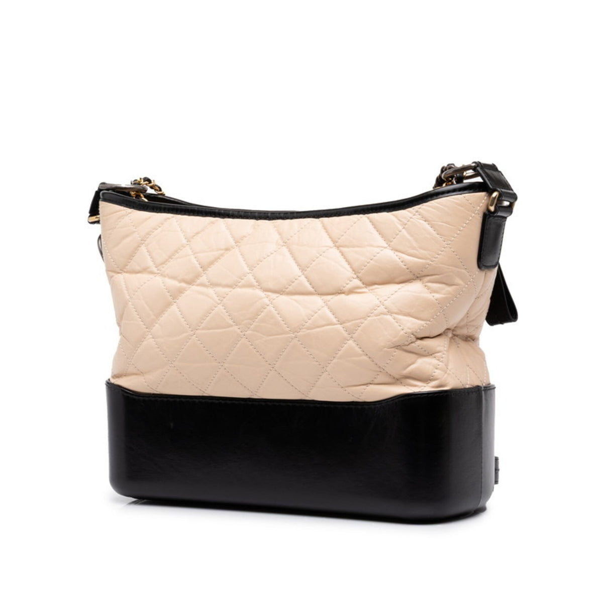 Chanel Beige Black Leather Shoulder Bag (Pre-Owned)