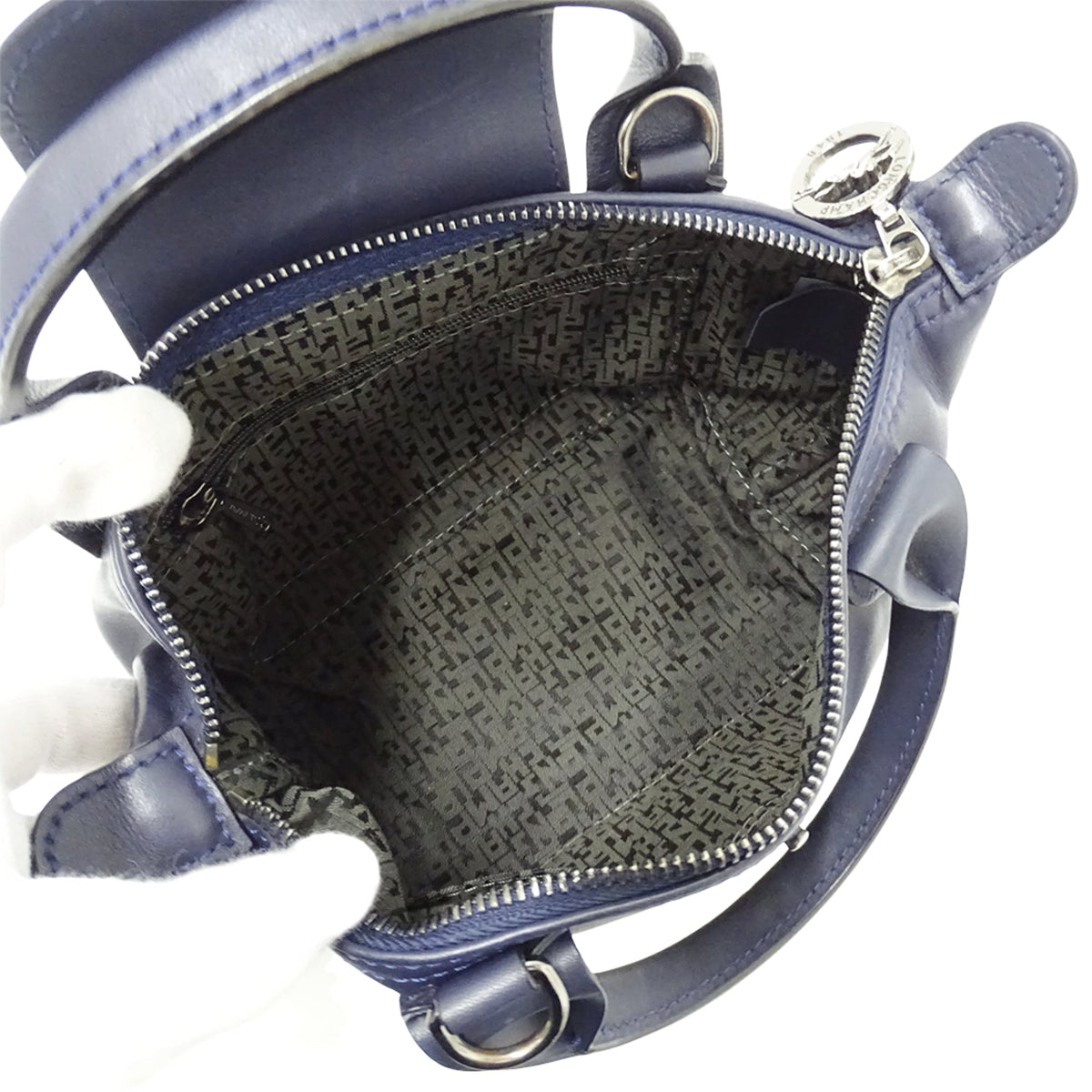 Longchamp Navy Leather Handbag Shoulder Bag (Pre-Owned)