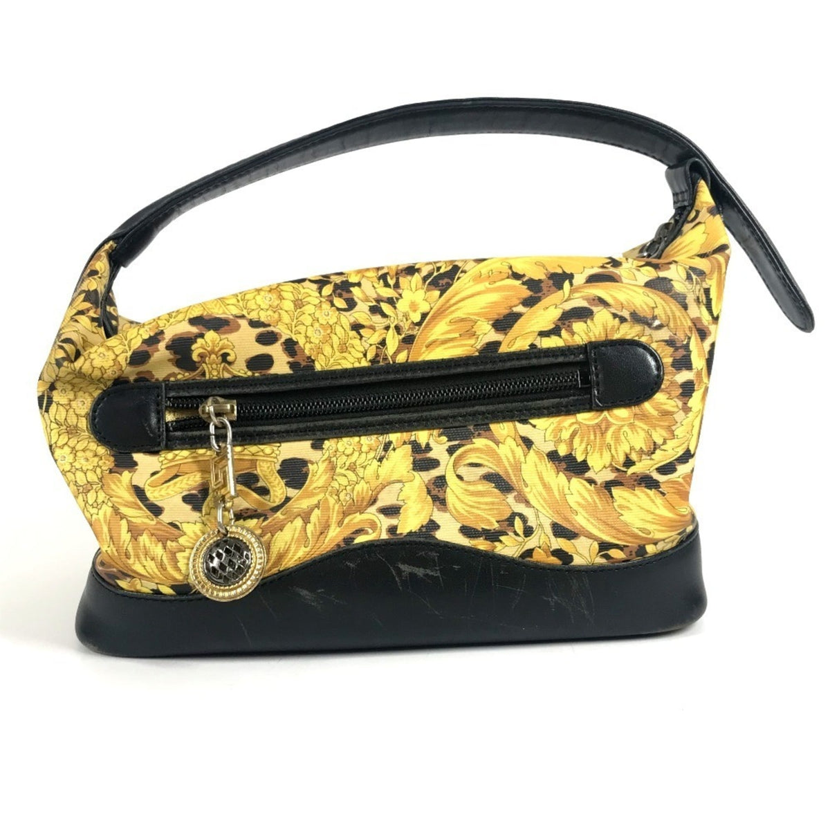 Versace Black Yellow Pvc Leather Handbag Pouch Vanity Bag (Pre-Owned)