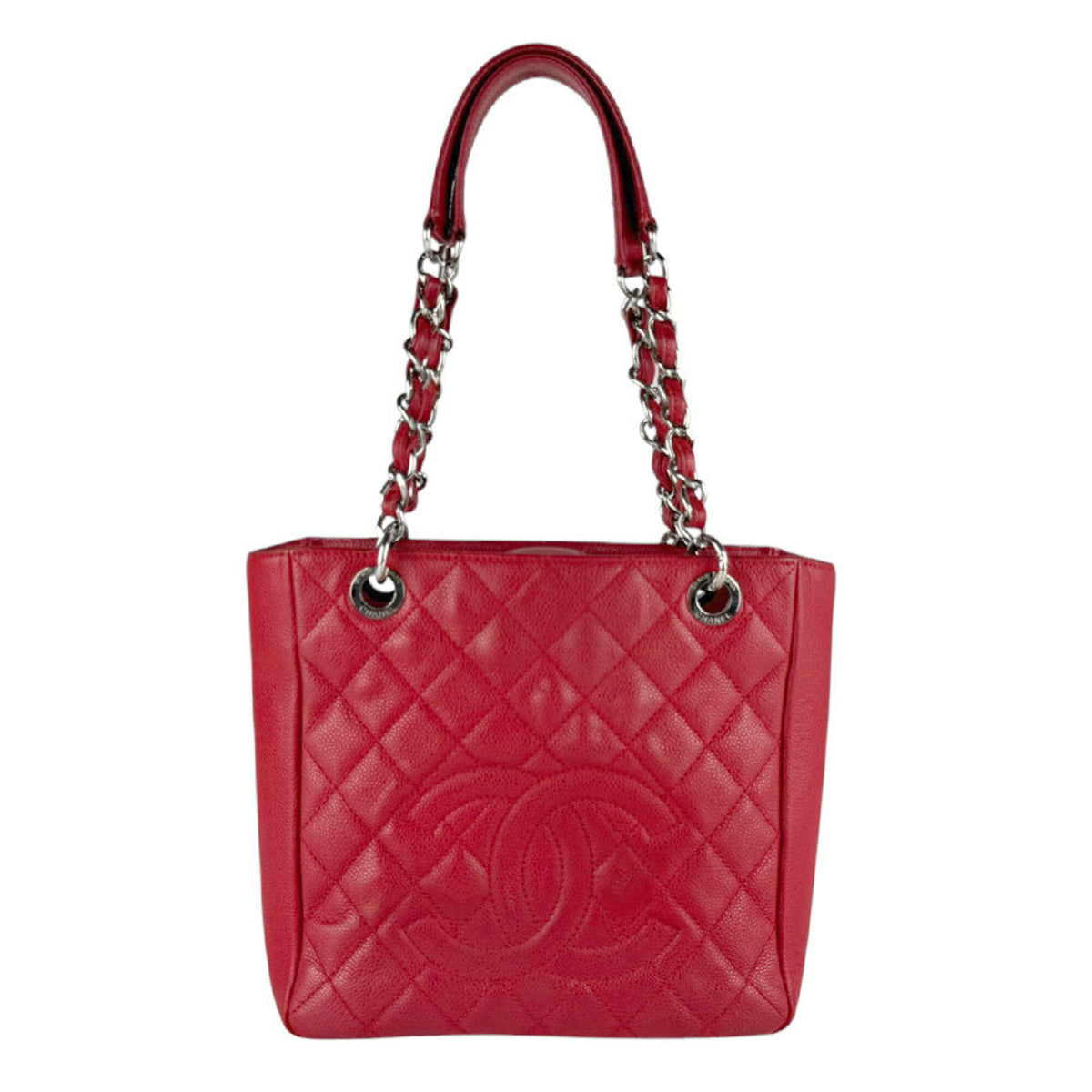Chanel Red Color Grained Calfskin Handbag (Pre-Owned)