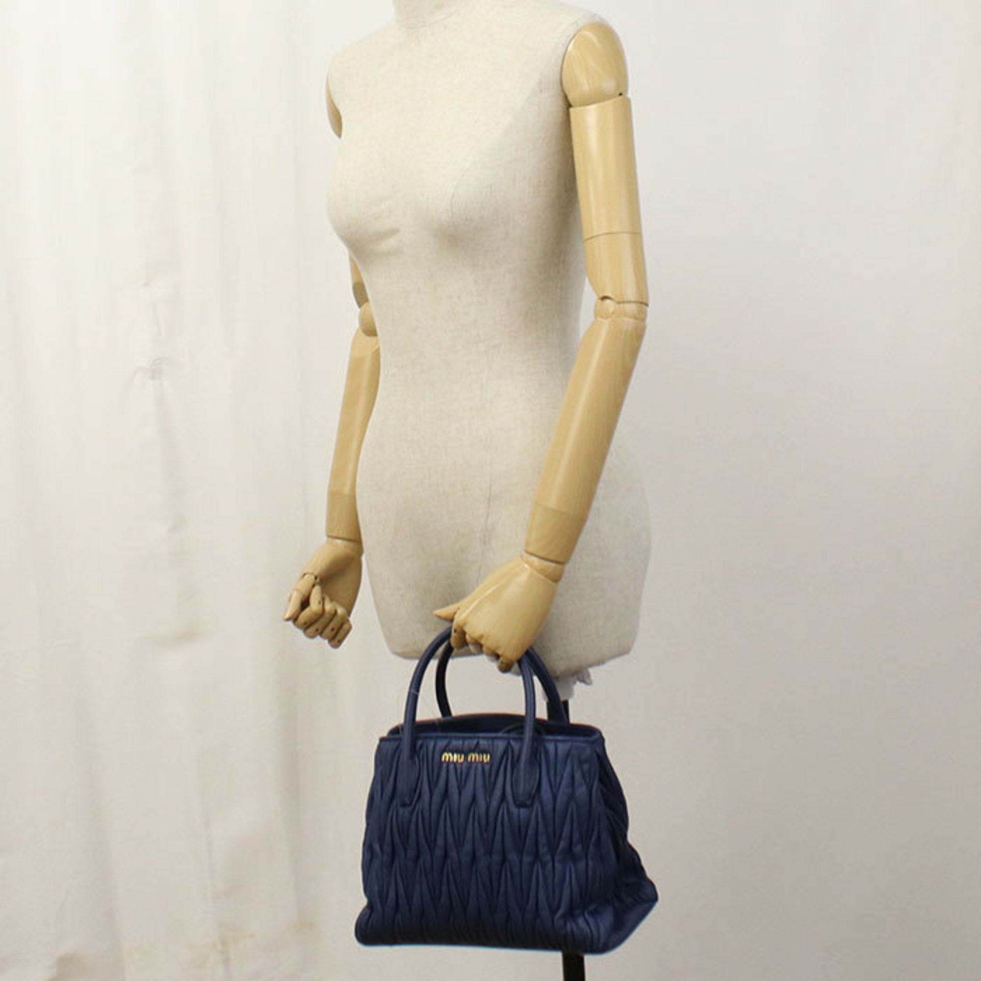 Miu Miu Blue Leather Tote Bag (Pre-Owned)