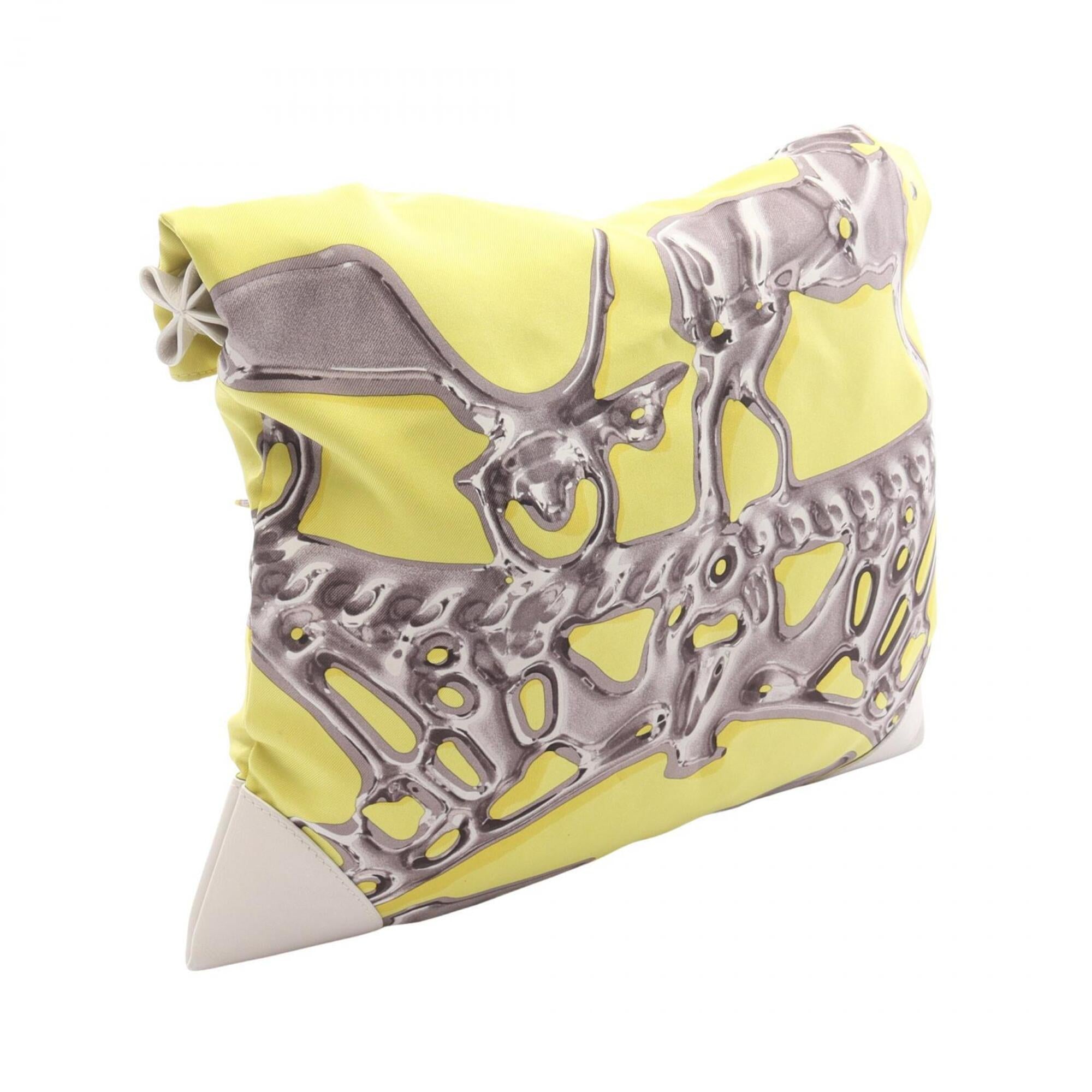 Hermes Multi-Color Yellow Silk Leather Handbag Pouch Shoulder Bag (Pre-Owned)