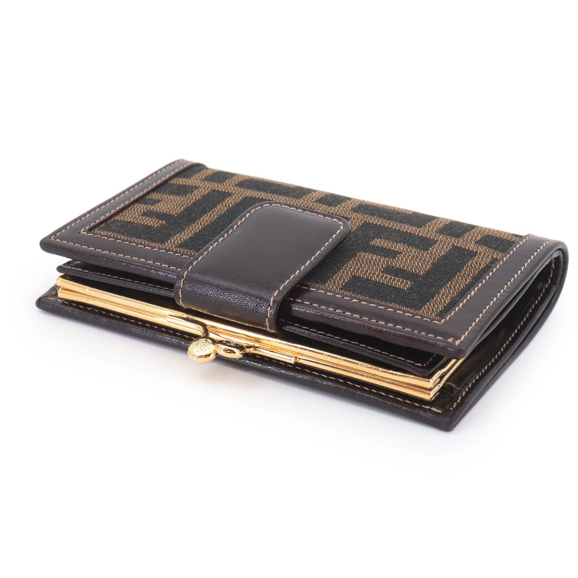 Fendi Black Brown Canvas Leather Wallet (Bi-Fold) (Pre-Owned)