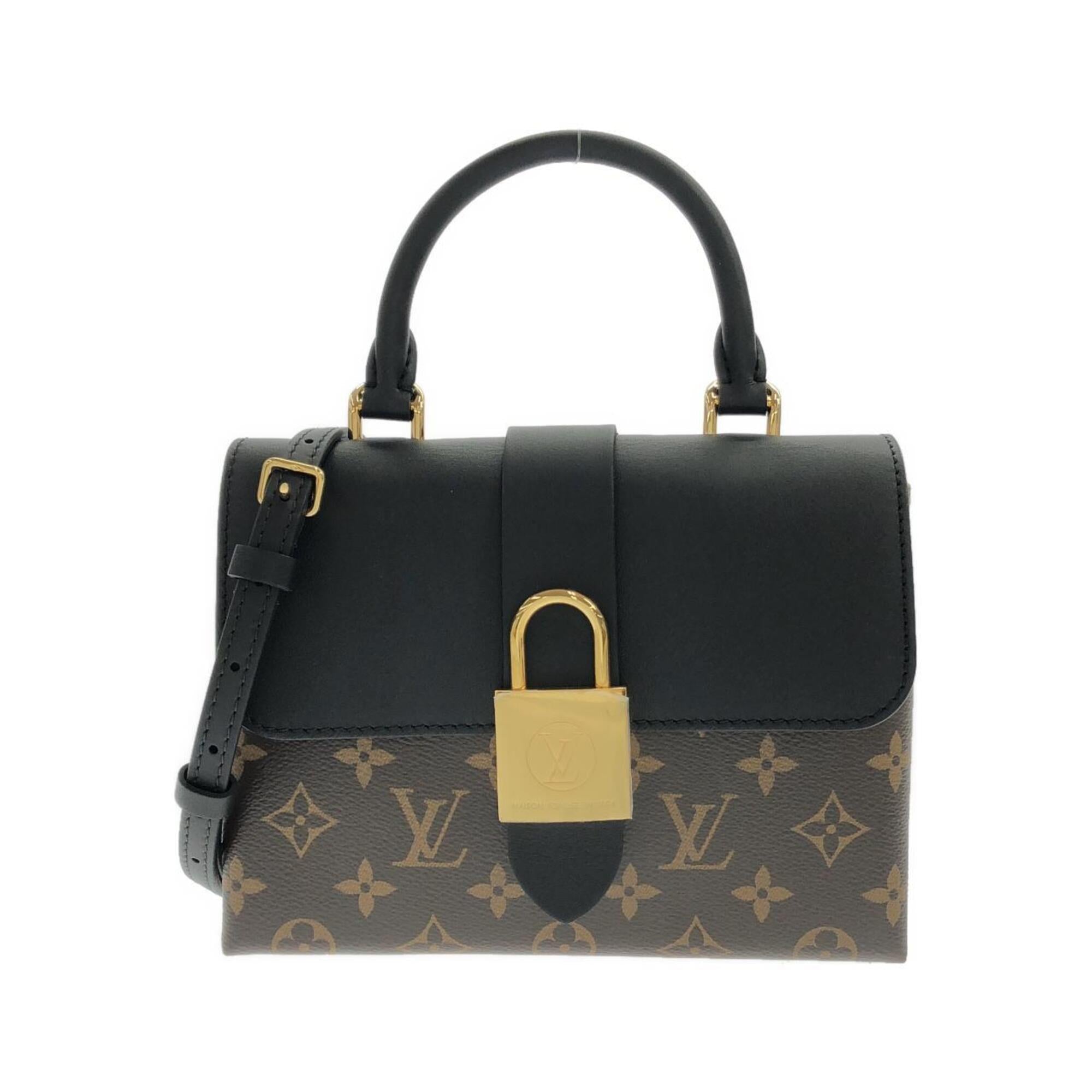 Louis Vuitton Black Brown Coated Canvas Leather Handbag (Pre-Owned)