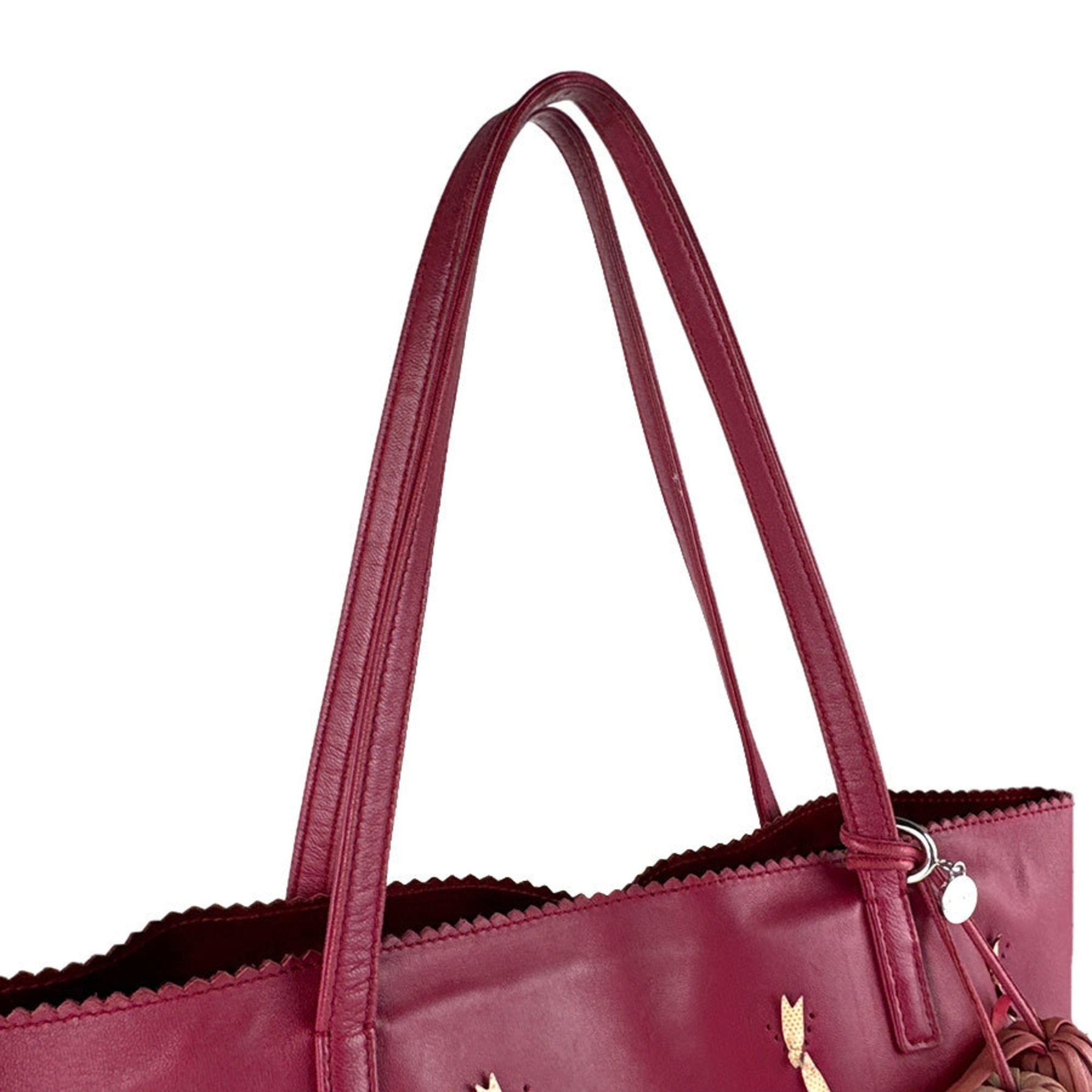 Loewe Red Color Wine Leather Handbag Tote Bag (Pre-Owned)
