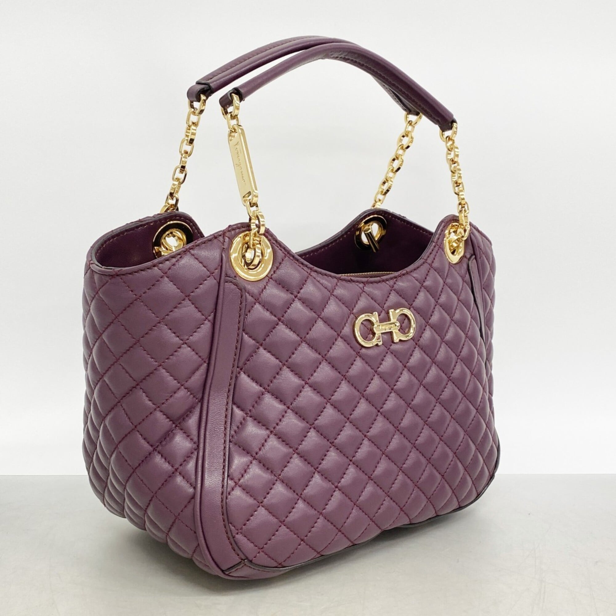 Salvatore Ferragamo Purple Leather Handbag (Pre-Owned)