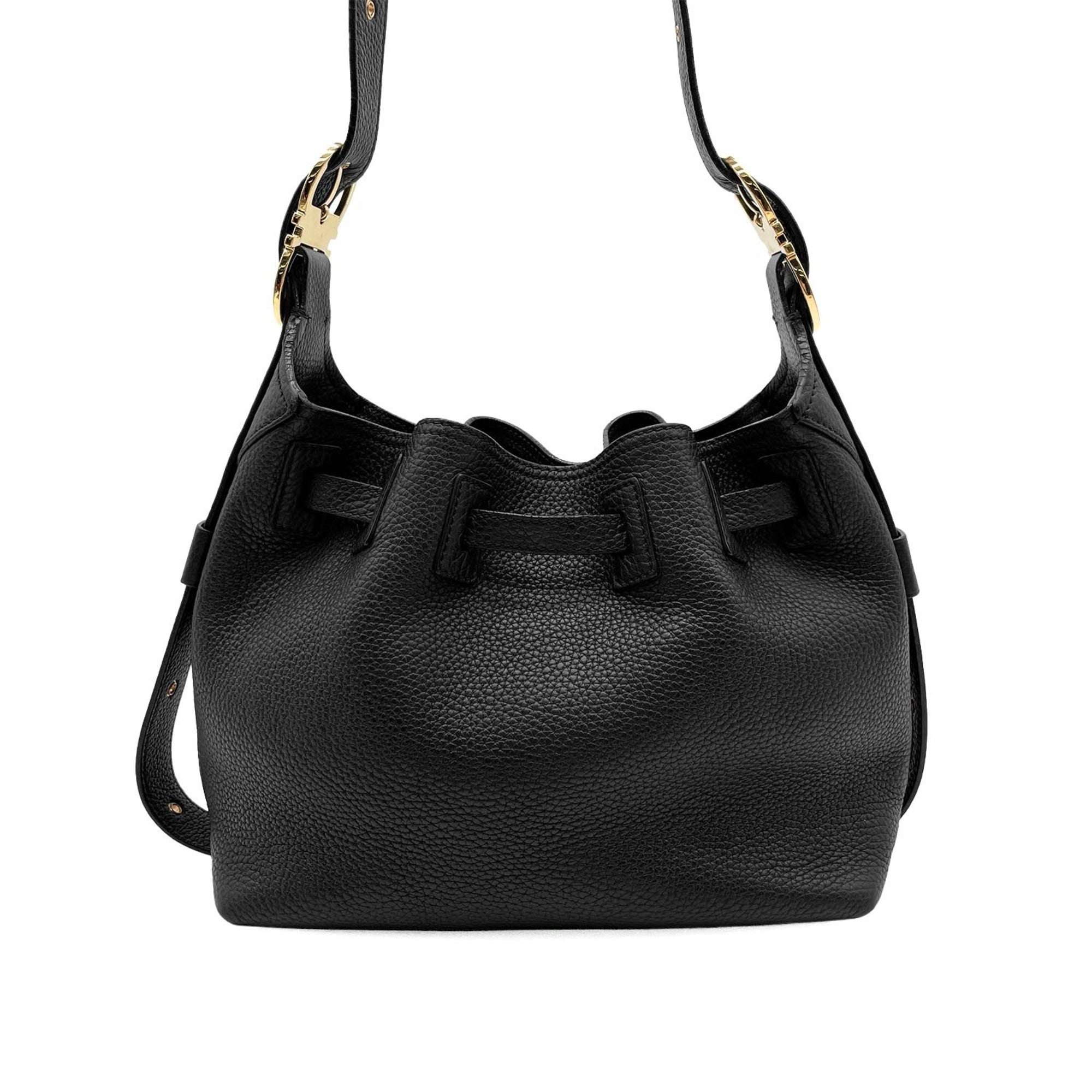Salvatore Ferragamo Black Leather Pouch Shoulder Bag (Pre-Owned)