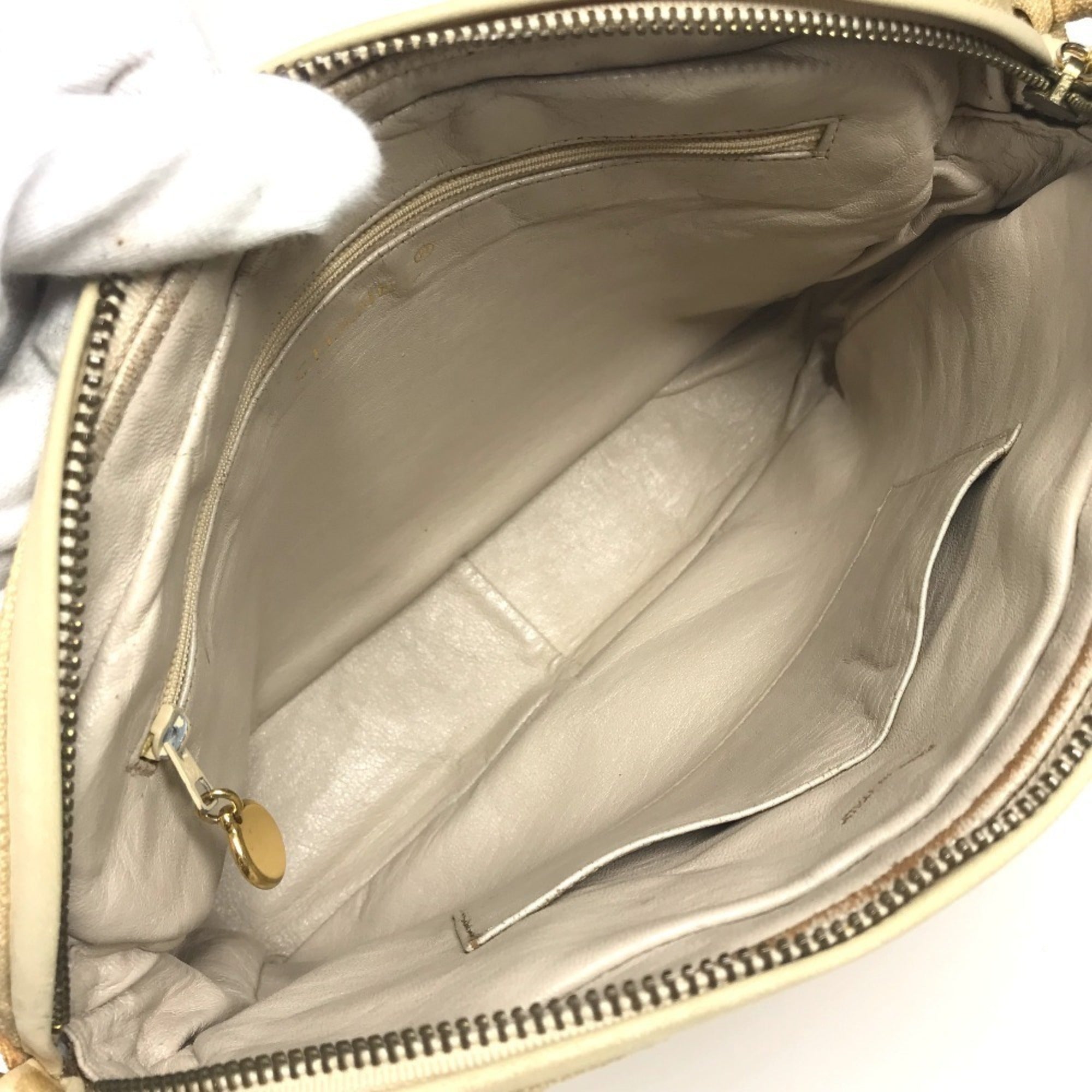 Chanel Matelasse Beige Canvas Shoulder Bag (Pre-Owned)