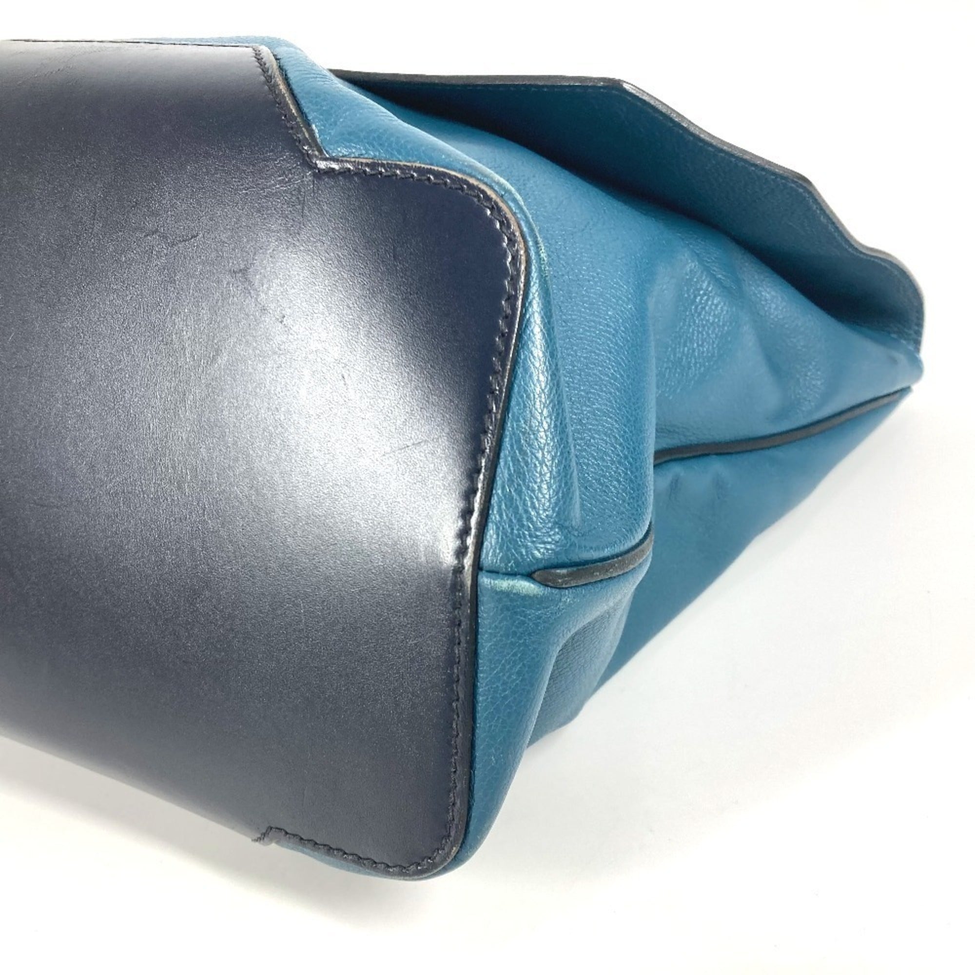 Hermes Blue Navy Leather Messenger Bag Shoulder Bag (Pre-Owned)