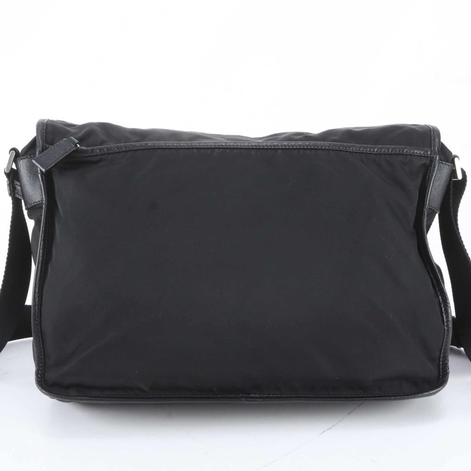 Prada Black Leather Nylon Shoulder Bag Tote Bag (Pre-Owned)