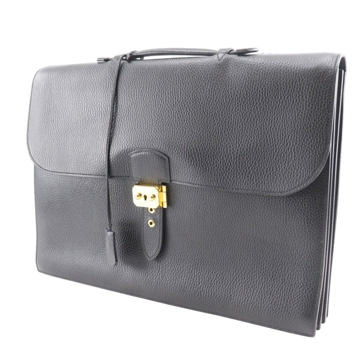 Hermes Sac A Depeche Black Fjord Leather Briefcase (Pre-Owned)