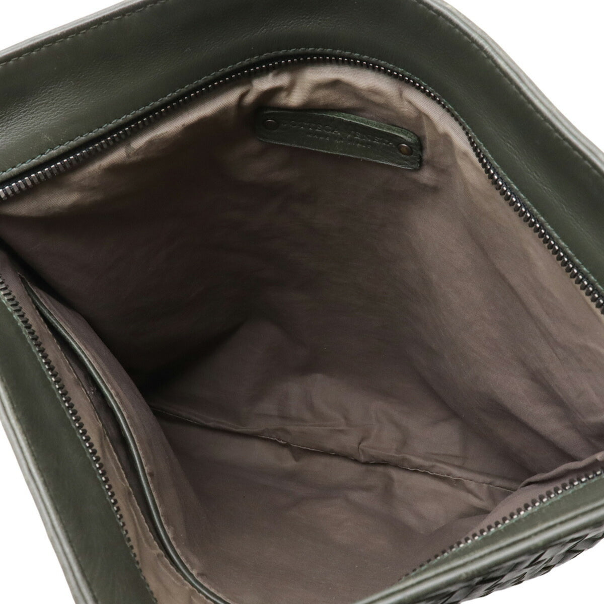 Bottega Veneta Intrecciato Khaki Leather Shoulder Bag (Pre-Owned)