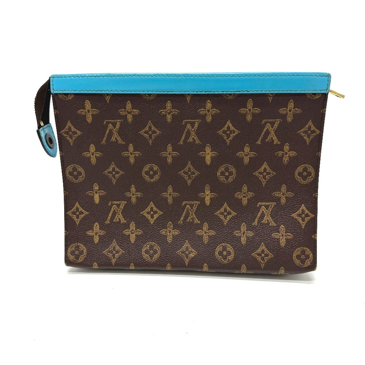 Louis Vuitton Blue Brown Monogram Clutch Bag Pochette (Pre-Owned)