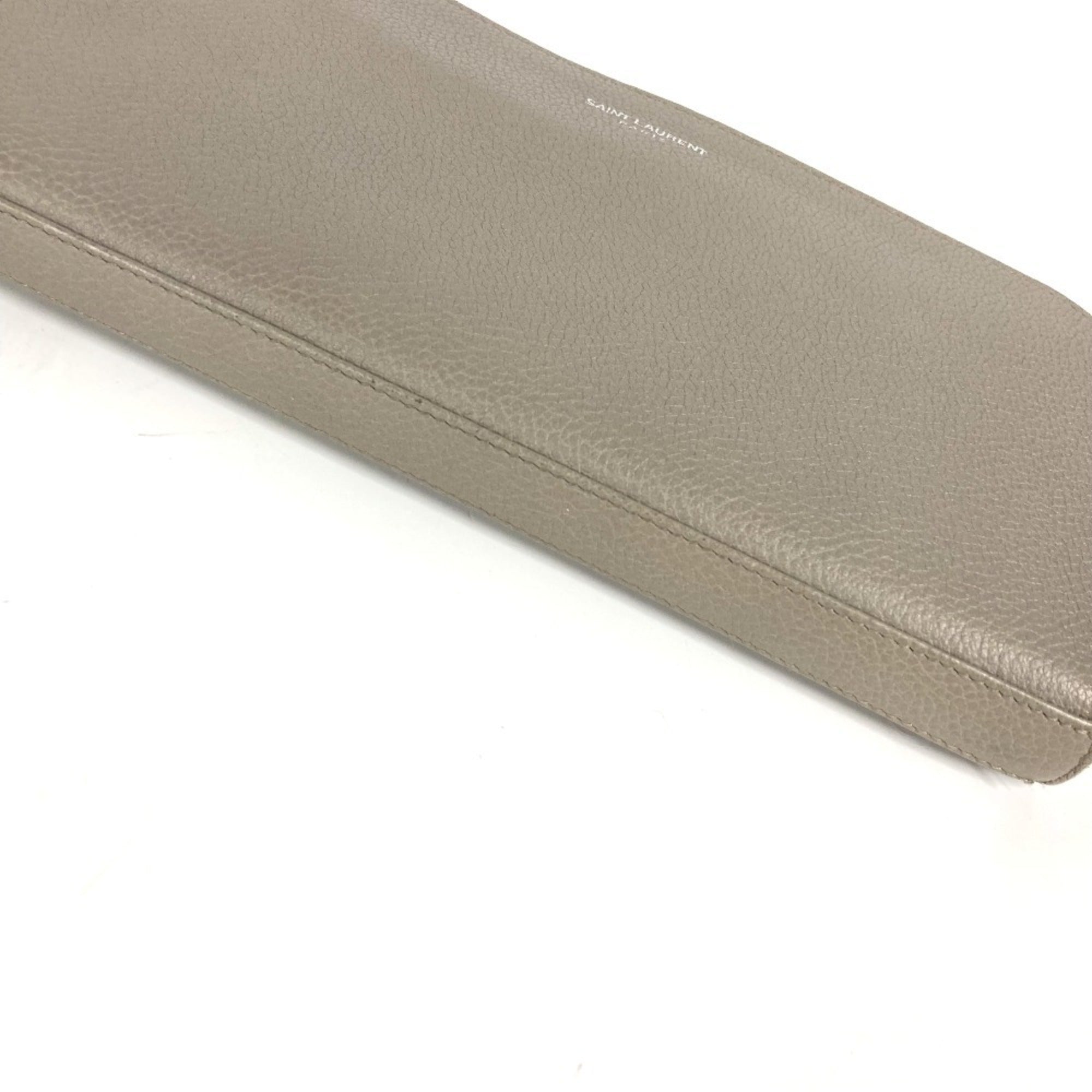 Yves Saint Laurent Gray Leather Long Wallet (Bi-Fold) (Pre-Owned)