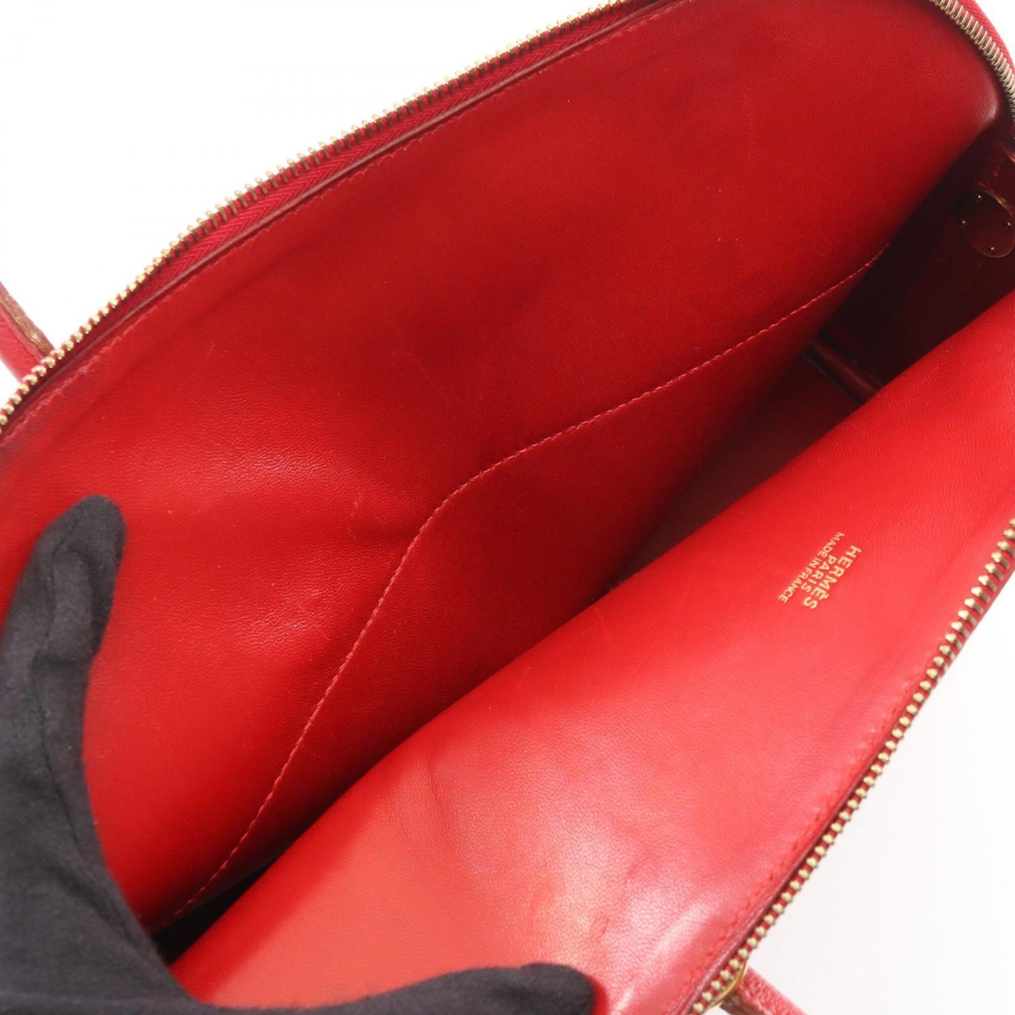 Hermes Red Color Courchevel Leather Handbag (Pre-Owned)