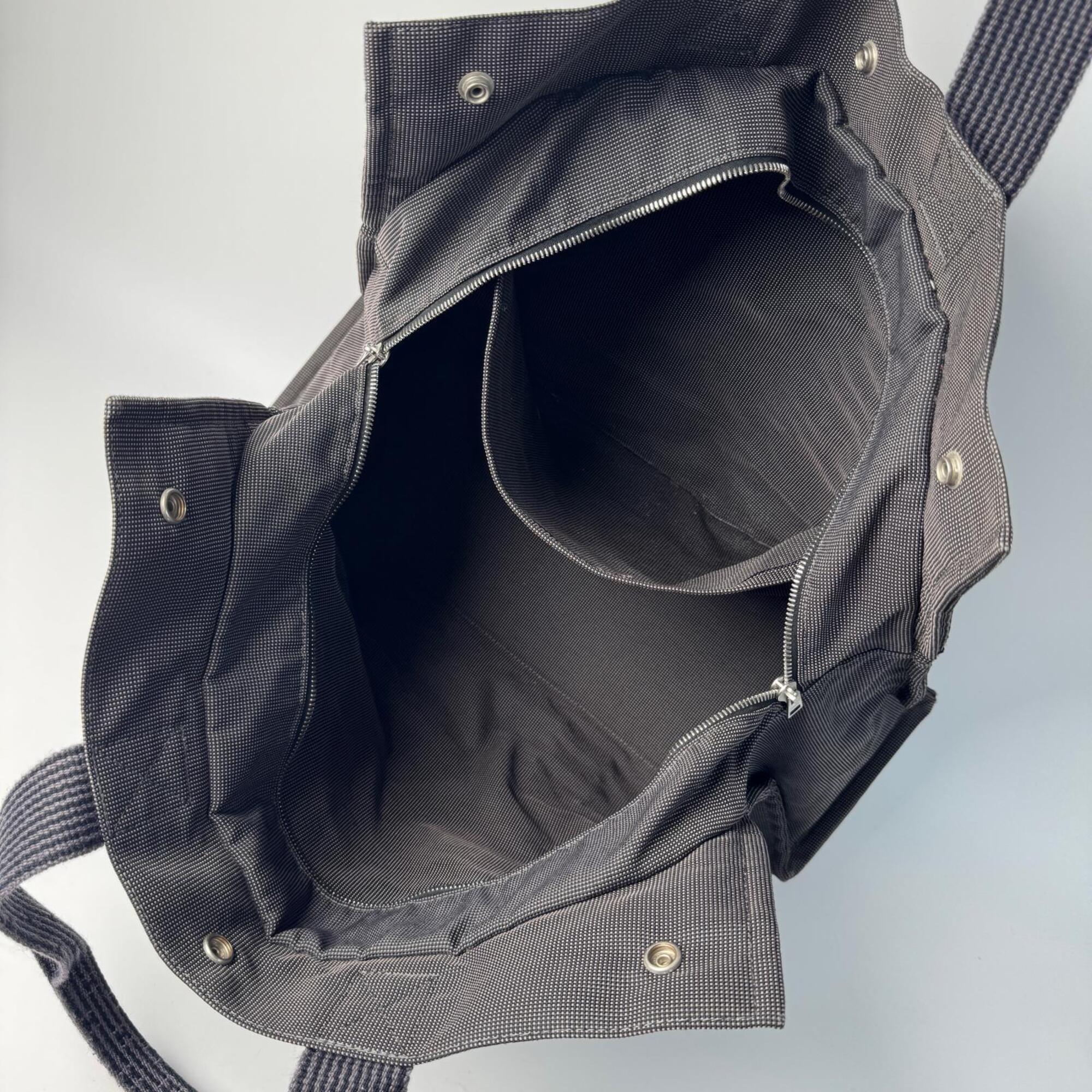Hermes Dark Gray Canvas Tote Bag (Pre-Owned)