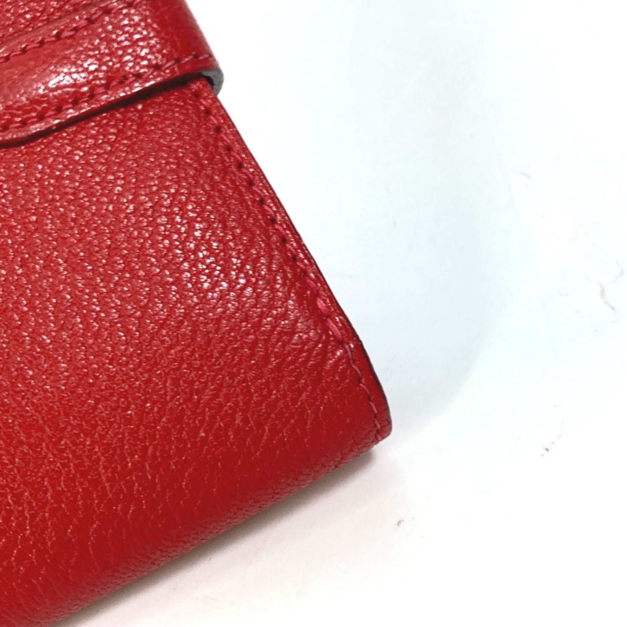 Hermes Red Color Chevre Leather Wallet (Tri-Fold) (Pre-Owned)