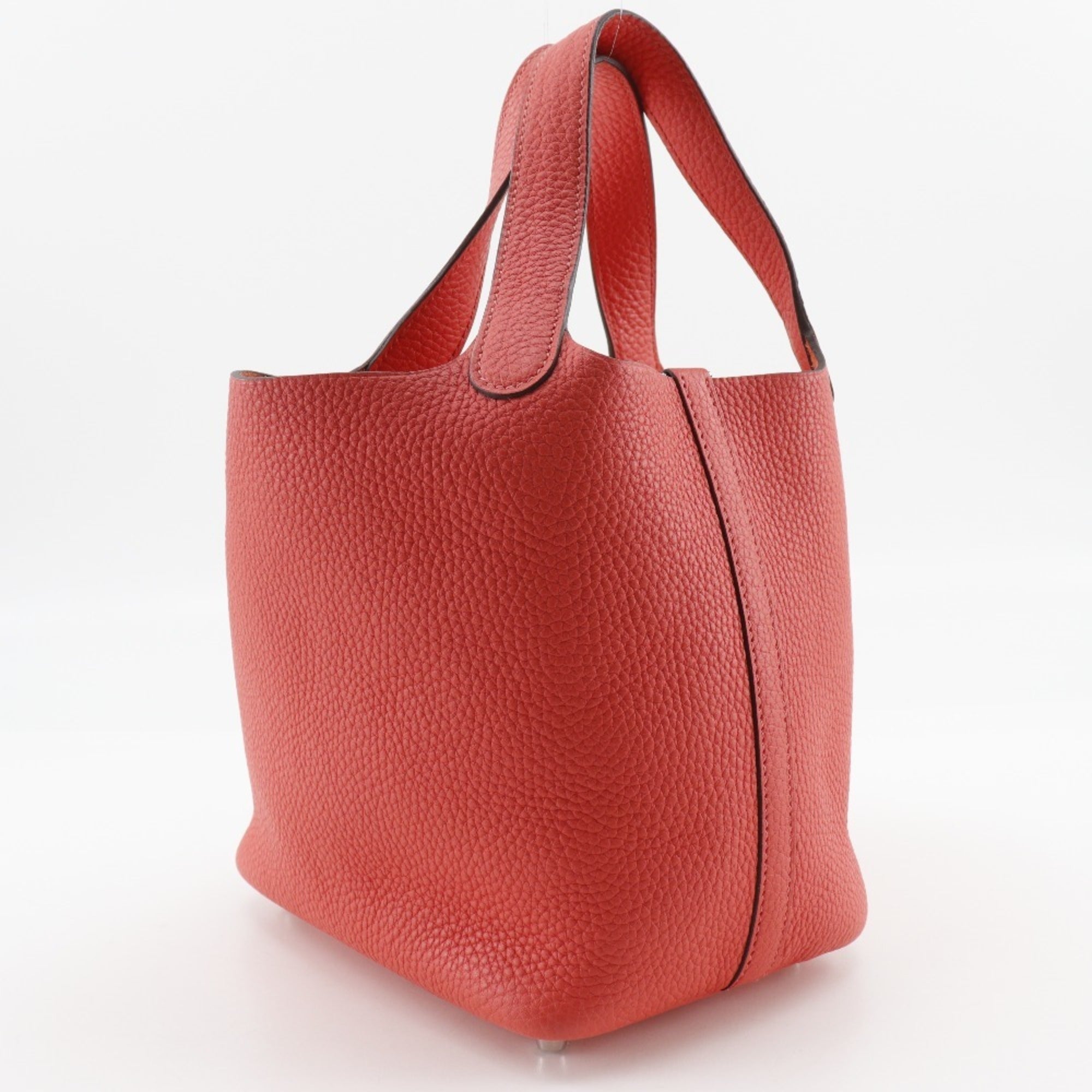 Hermes Pink Red Color Taurillon Clemence Leather Handbag (Pre-Owned)