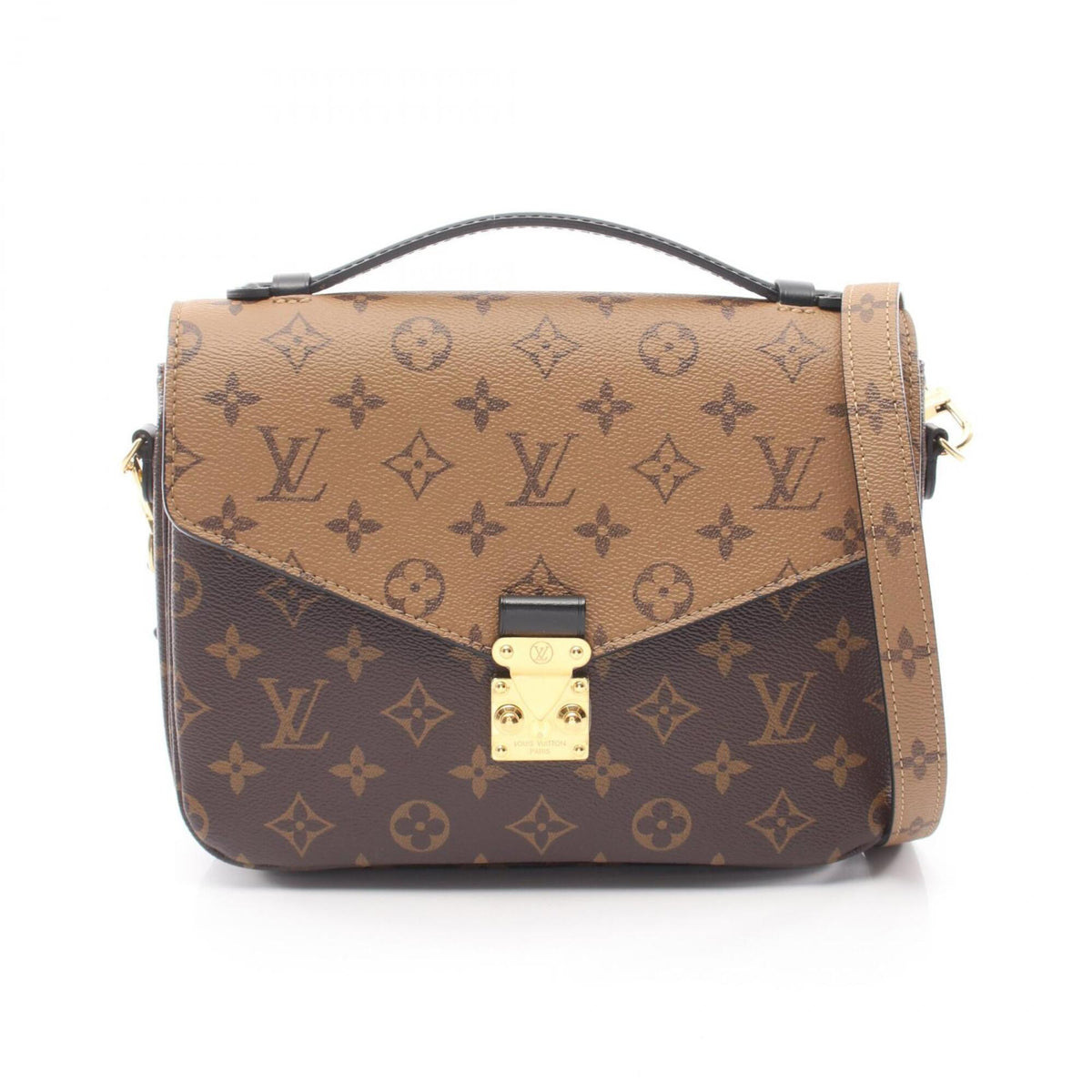 Louis Vuitton Black Brown Coated Canvas Leather Handbag Pochette (Pre-Owned)
