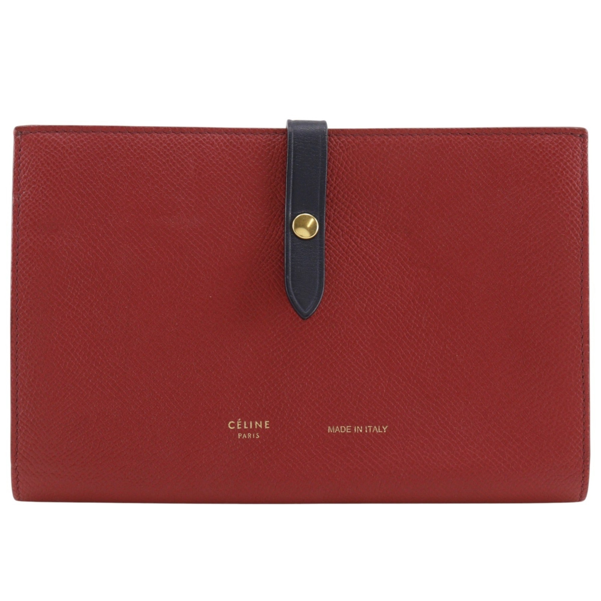 Celine Red Color Leather Long Wallet (Bi-Fold) (Pre-Owned)