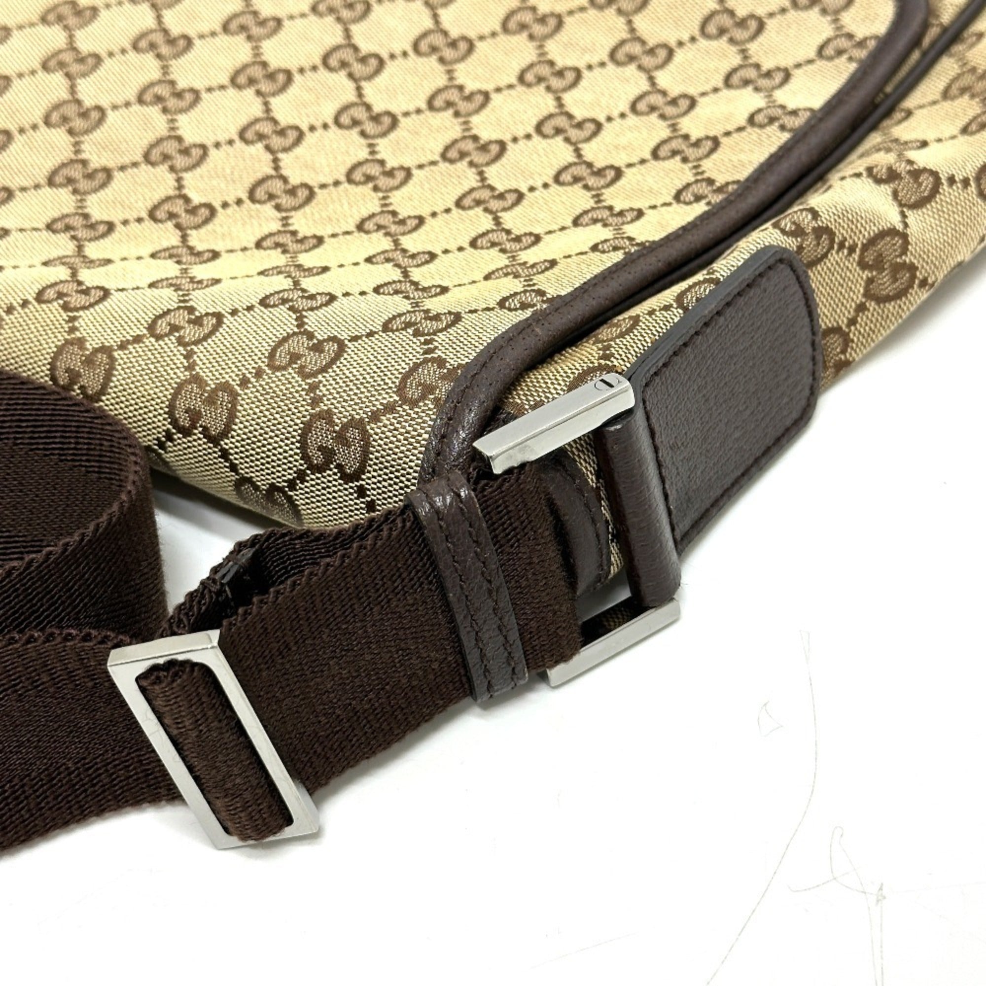 Gucci Gg Canvas Beige Gg Canvas Leather Handbag Shoulder Bag (Pre-Owned)