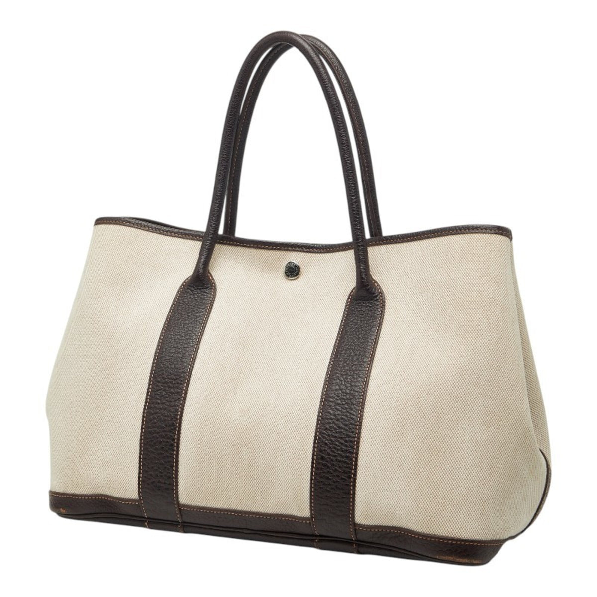 Hermes Brown Marron Toile H Canvas Leather Tote Bag (Pre-Owned)
