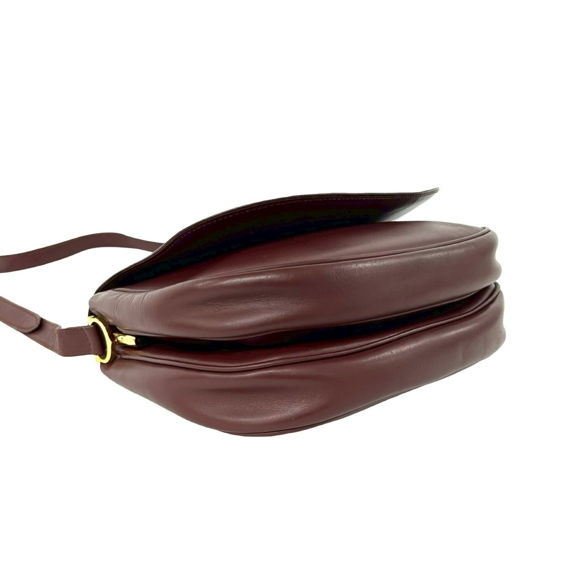 Cartier Wine Red Leather Pochette Shoulder Bag (Pre-Owned)
