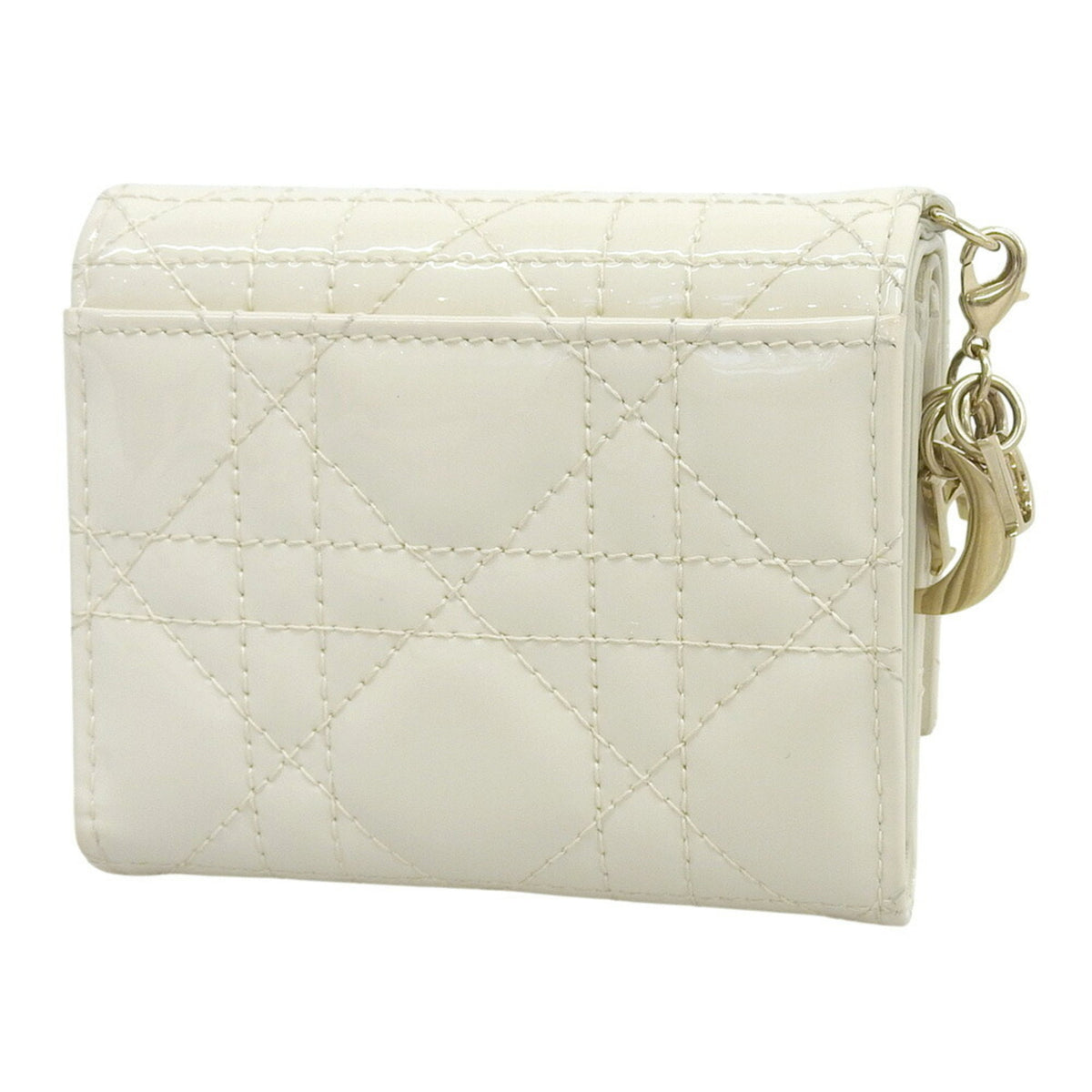 Christian Dior Ivory Patent Leather Wallet (Tri-Fold) (Pre-Owned)