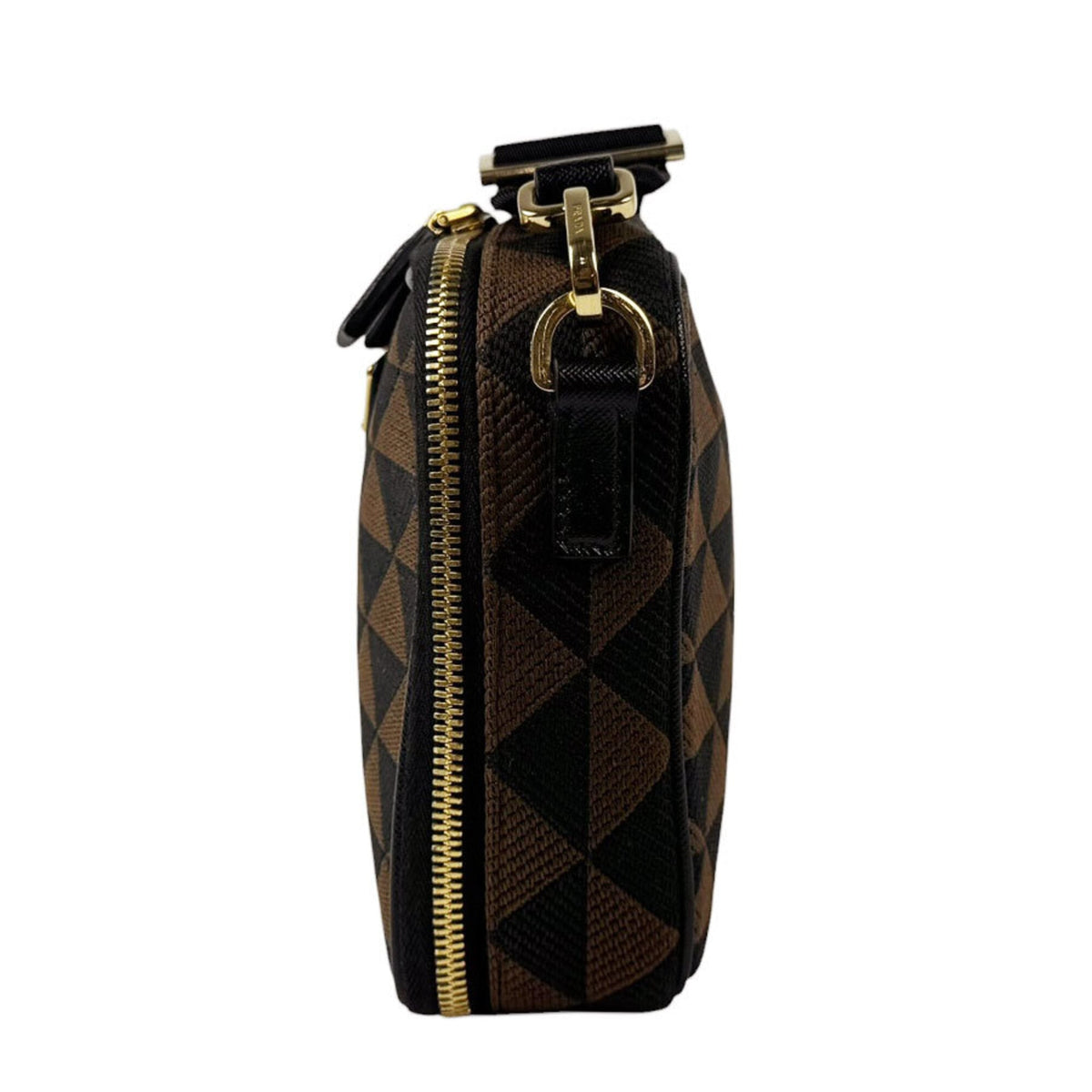 Prada Black Brown Canvas Shoulder Bag (Pre-Owned)